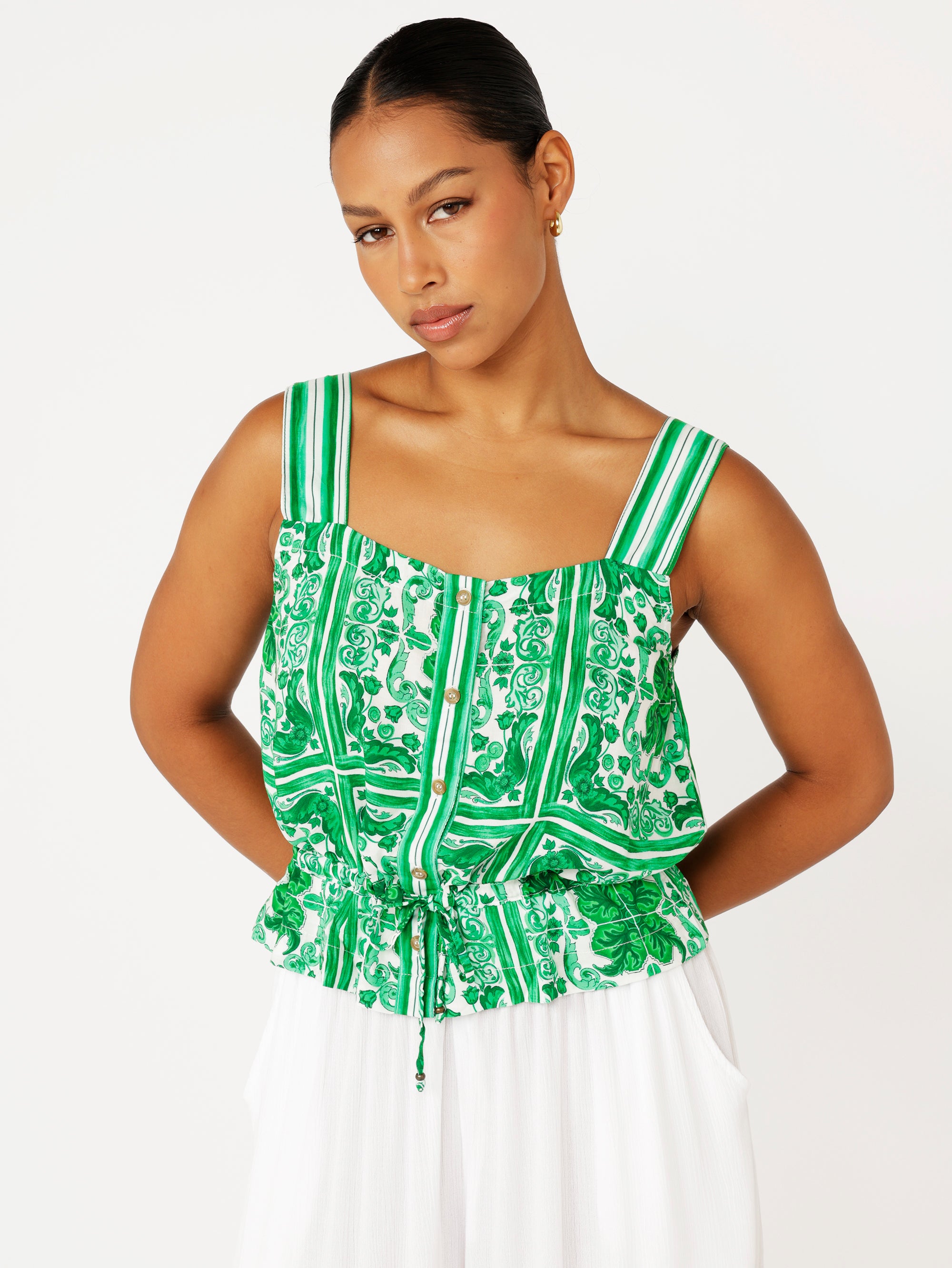 Emma Drawstring Tank | Emerald - Saffron Road