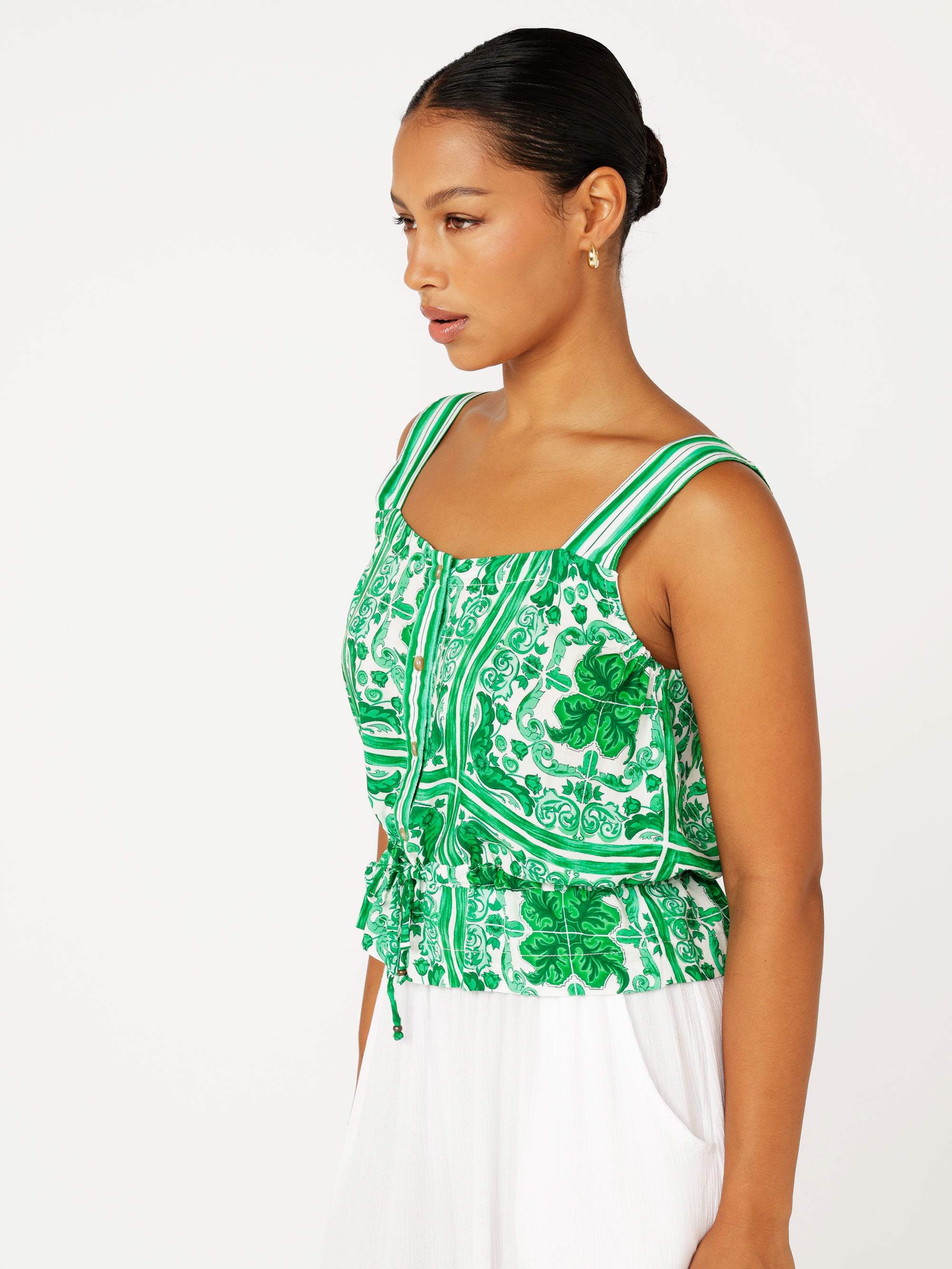 Emma Drawstring Tank | Emerald - Saffron Road