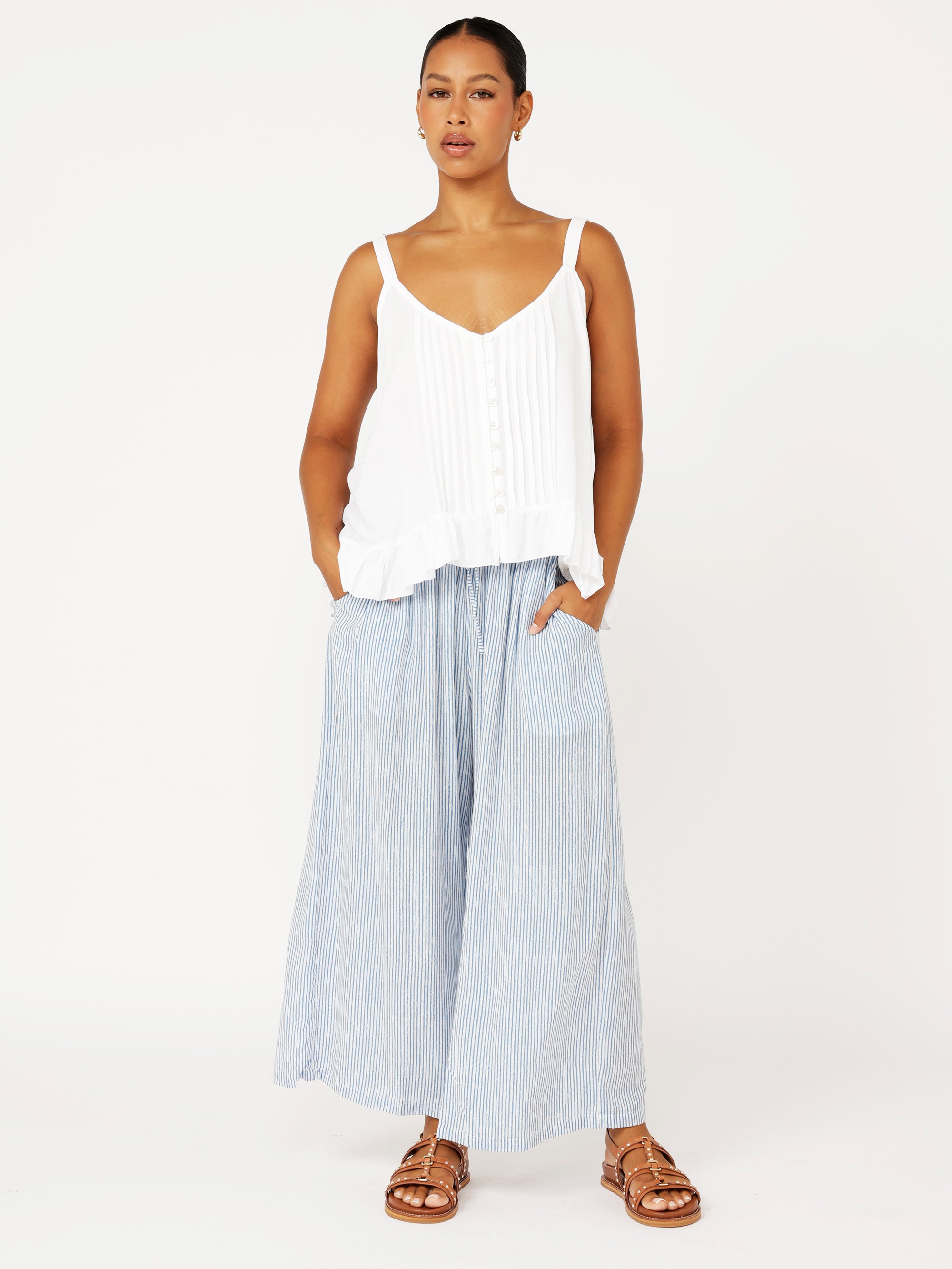 Island Pant | Coastal Mini Stripe - Saffron Road