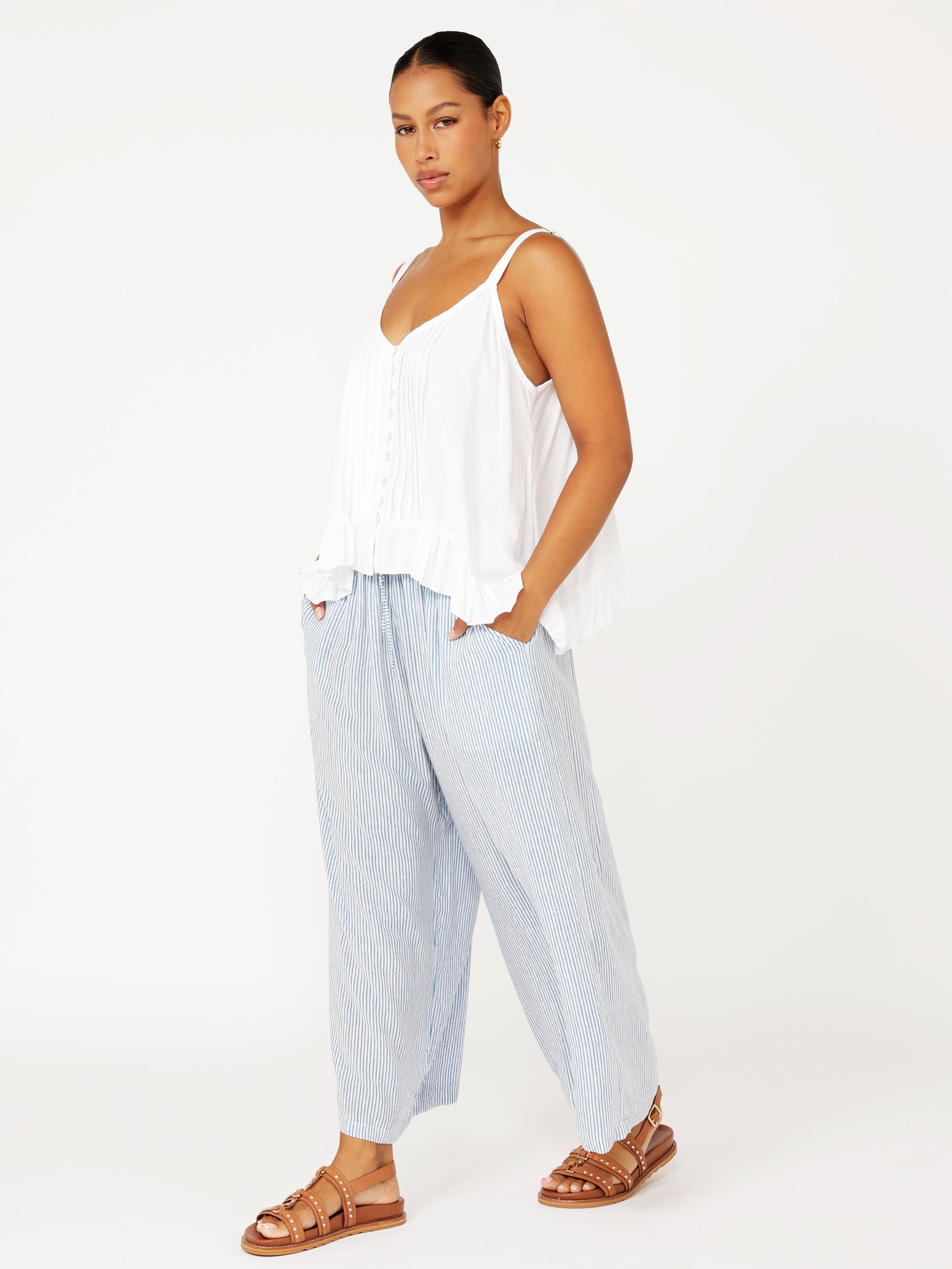 Island Pant | Coastal Mini Stripe - Saffron Road