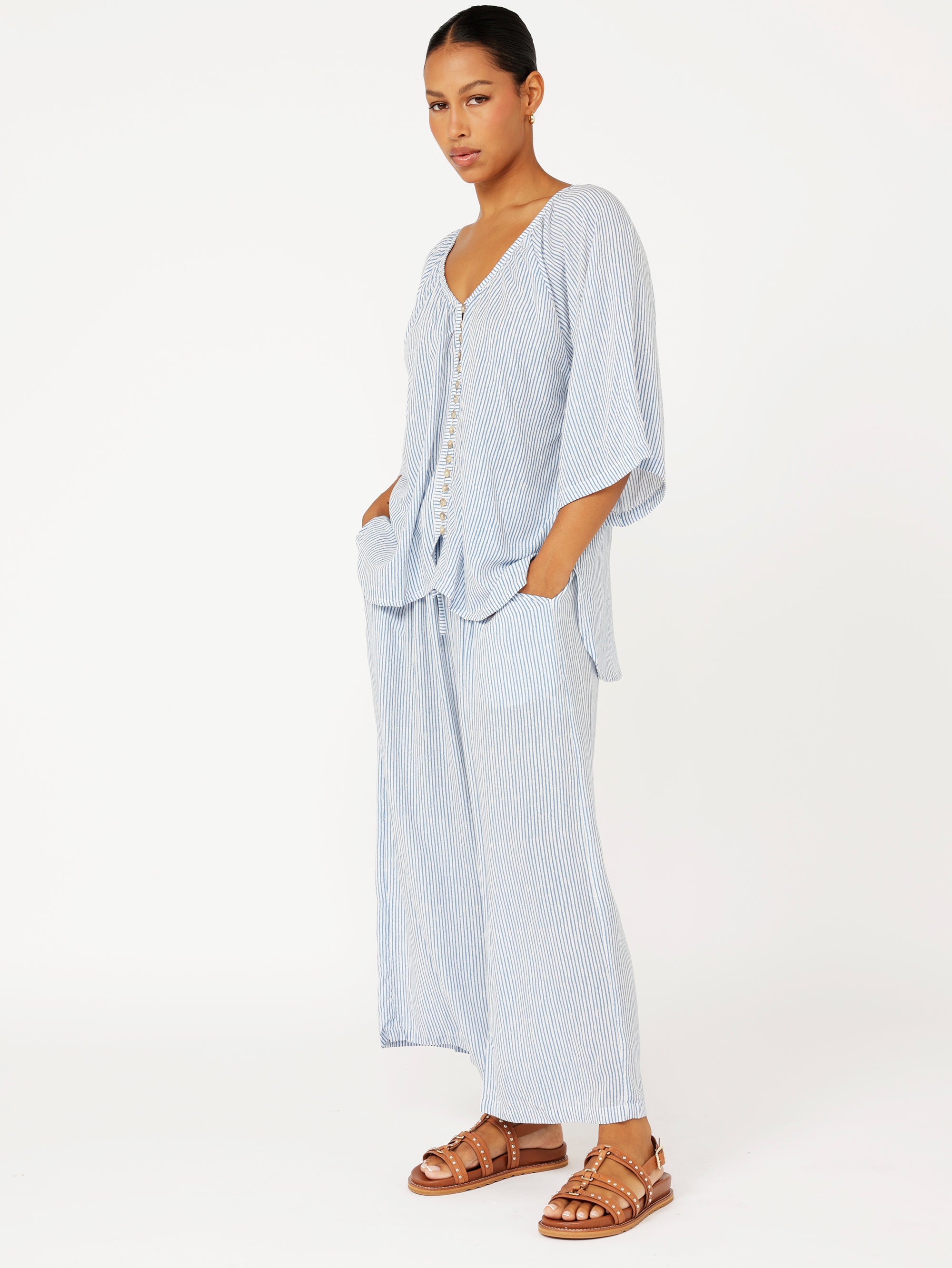 Summer Blouse | Coastal Mini Stripe - Saffron Road