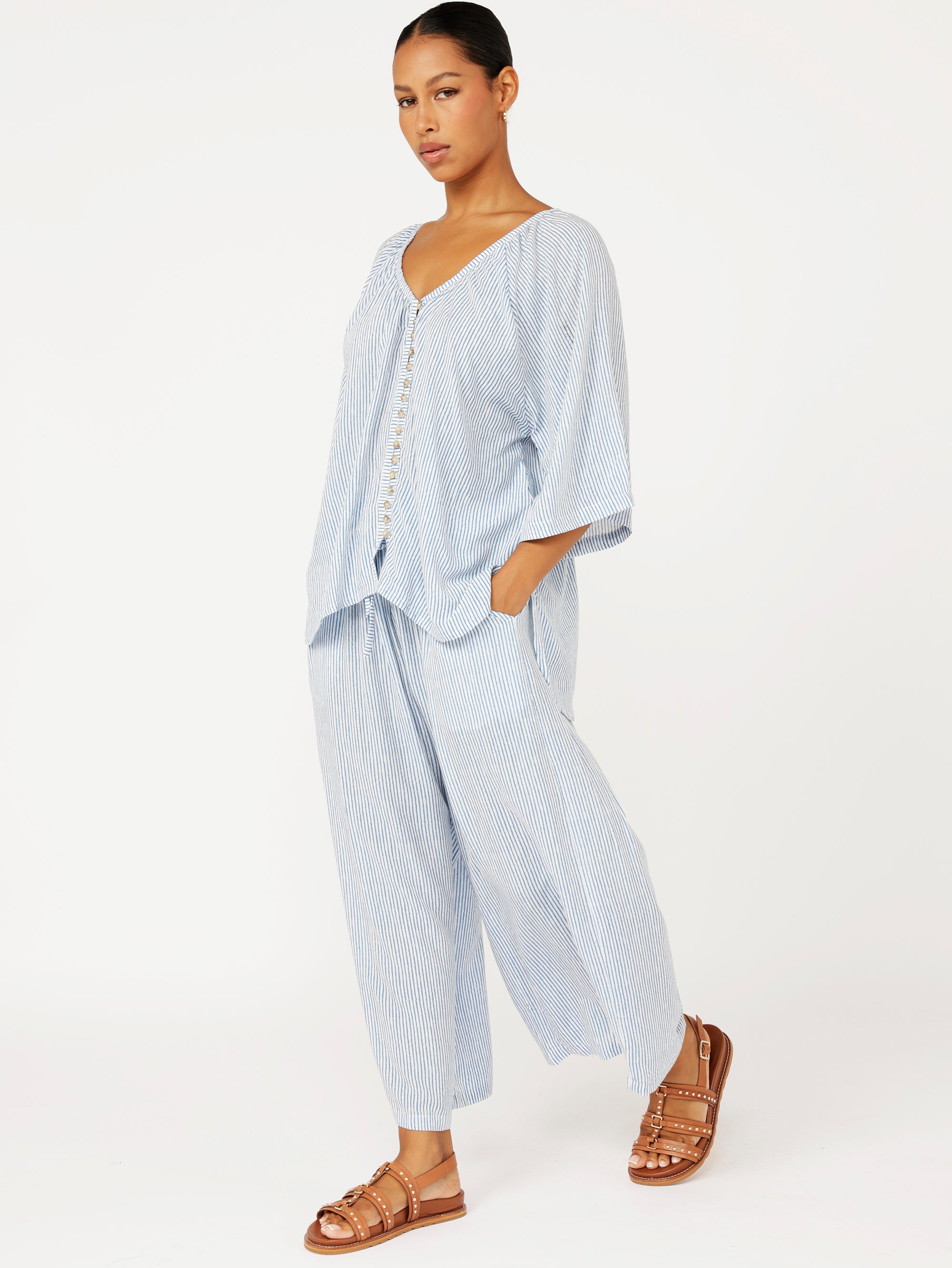 Summer Blouse | Coastal Mini Stripe - Saffron Road