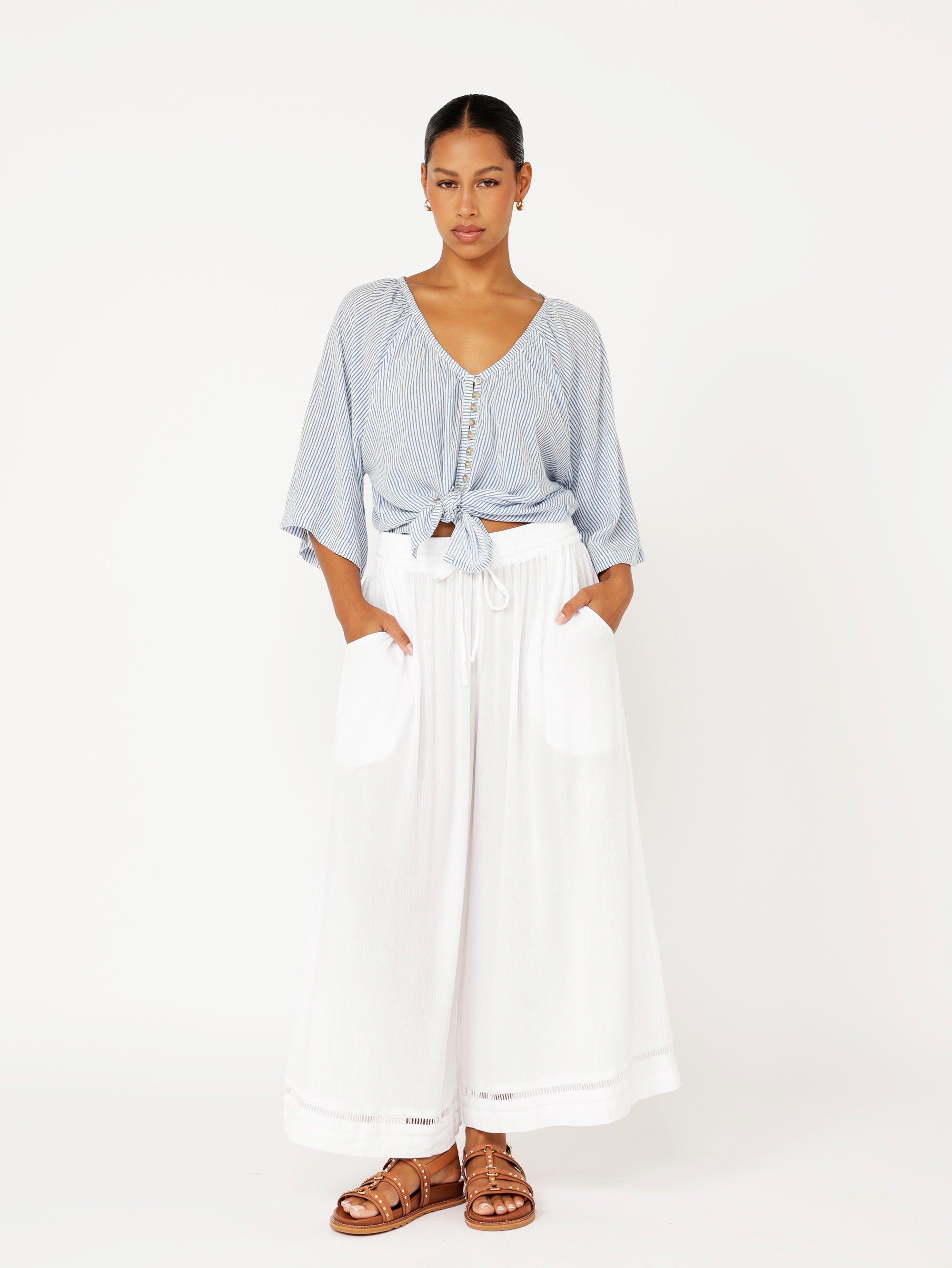 Summer Blouse | Coastal Mini Stripe - Saffron Road