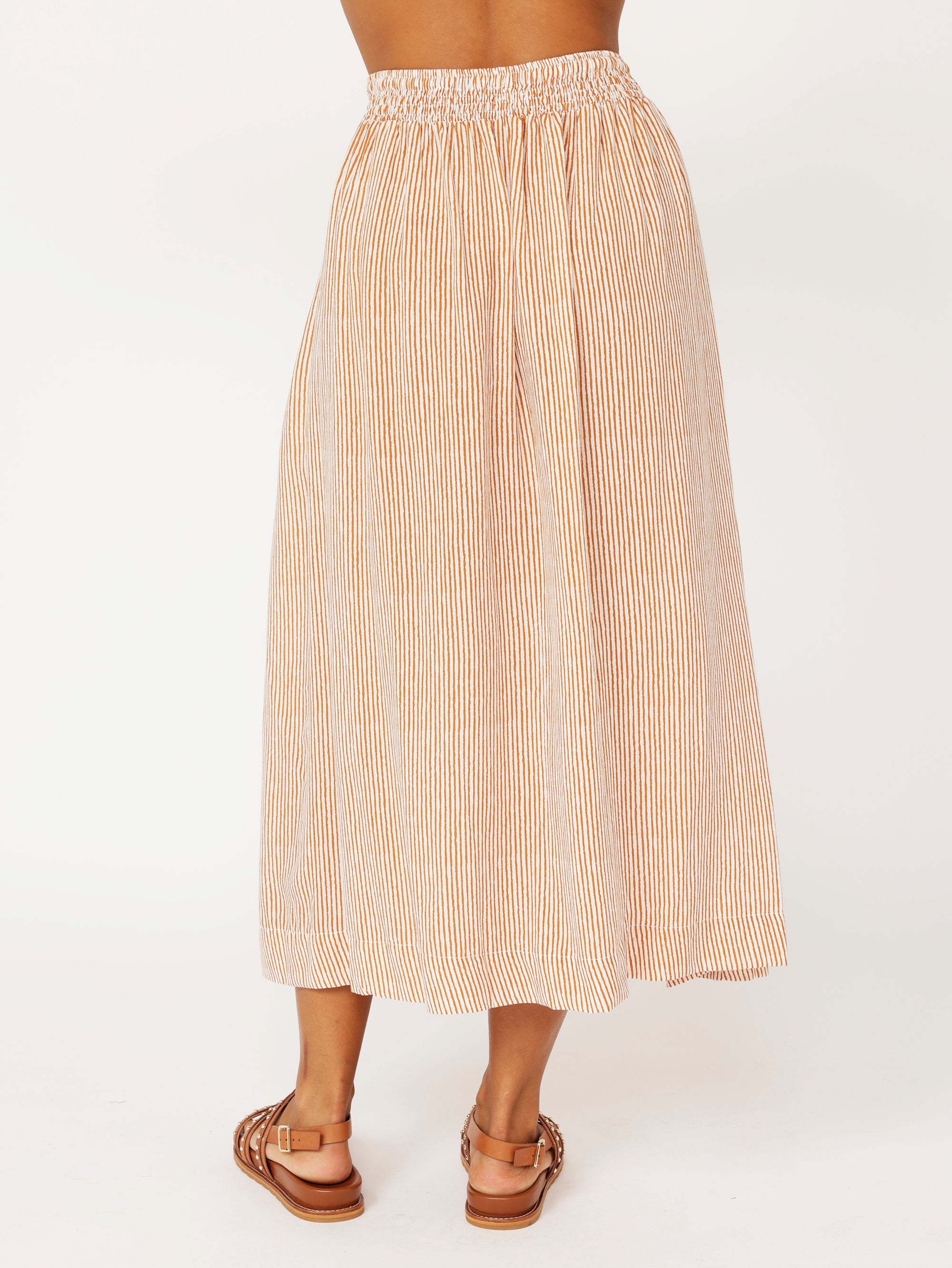 Elouise Skirt | Tan Mini Stripe - Saffron Road