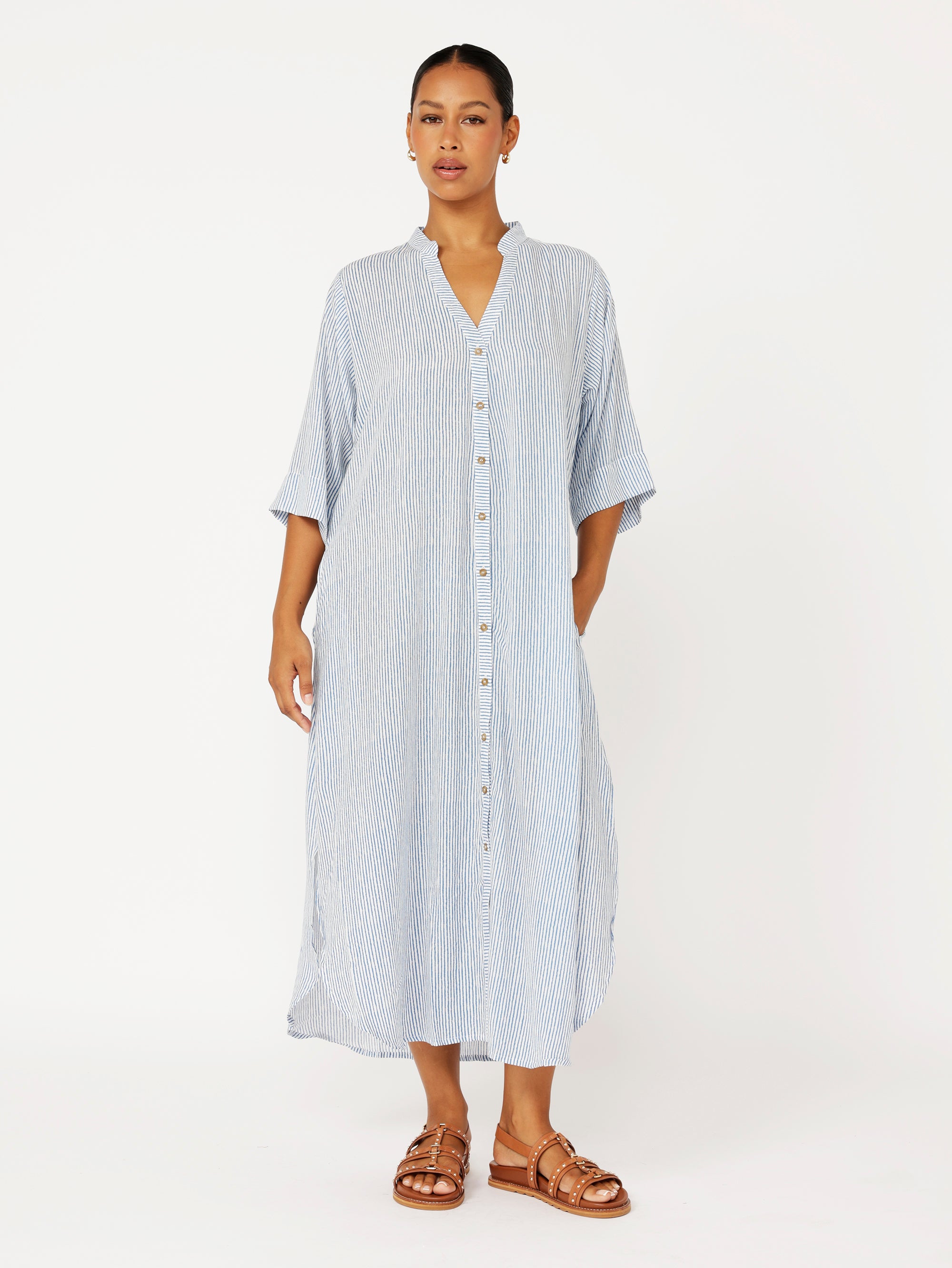 Shirt Dress | Coastal Mini Stripe - Saffron Road