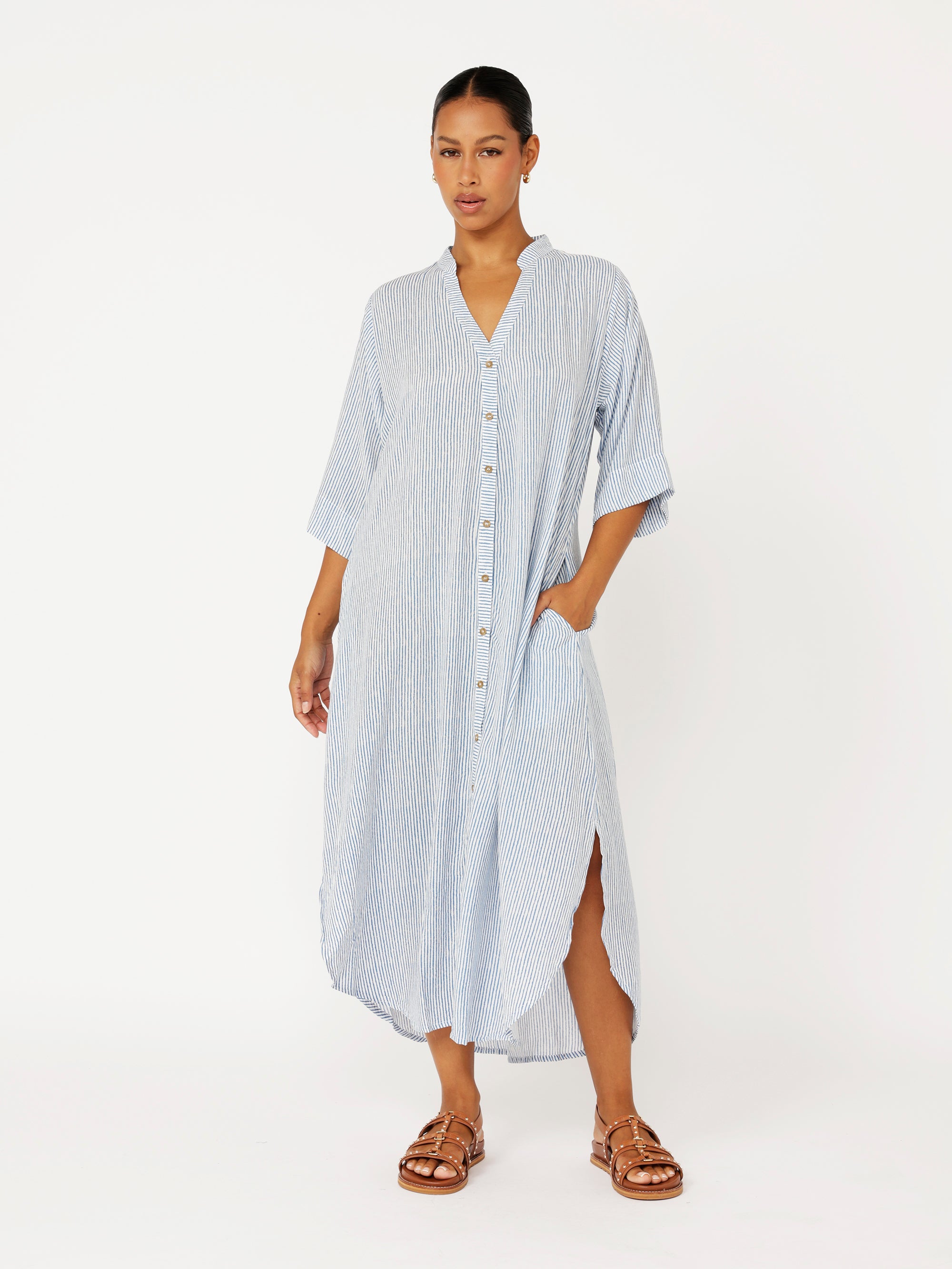 Shirt Dress | Coastal Mini Stripe - Saffron Road