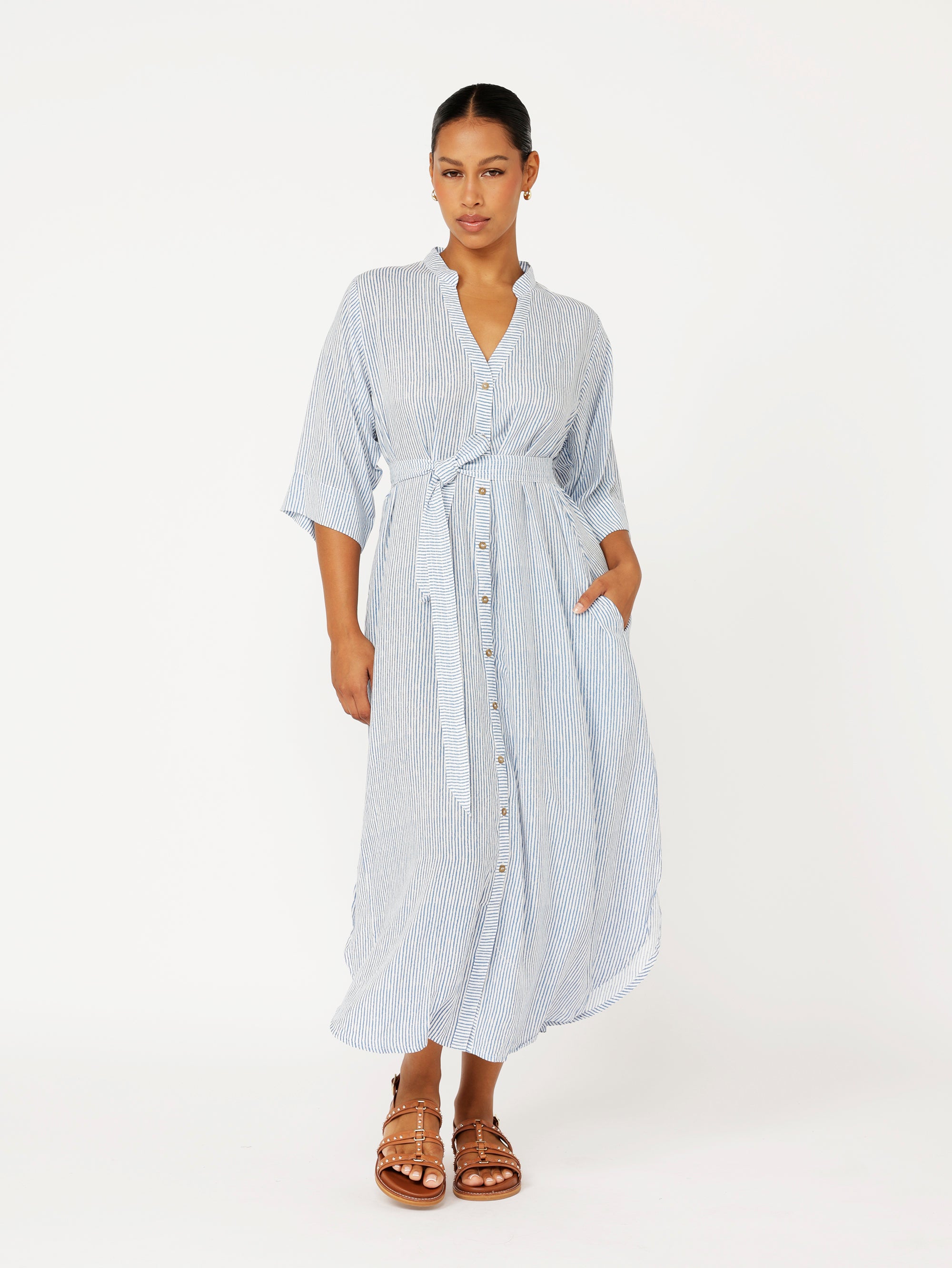 Shirt Dress | Coastal Mini Stripe - Saffron Road