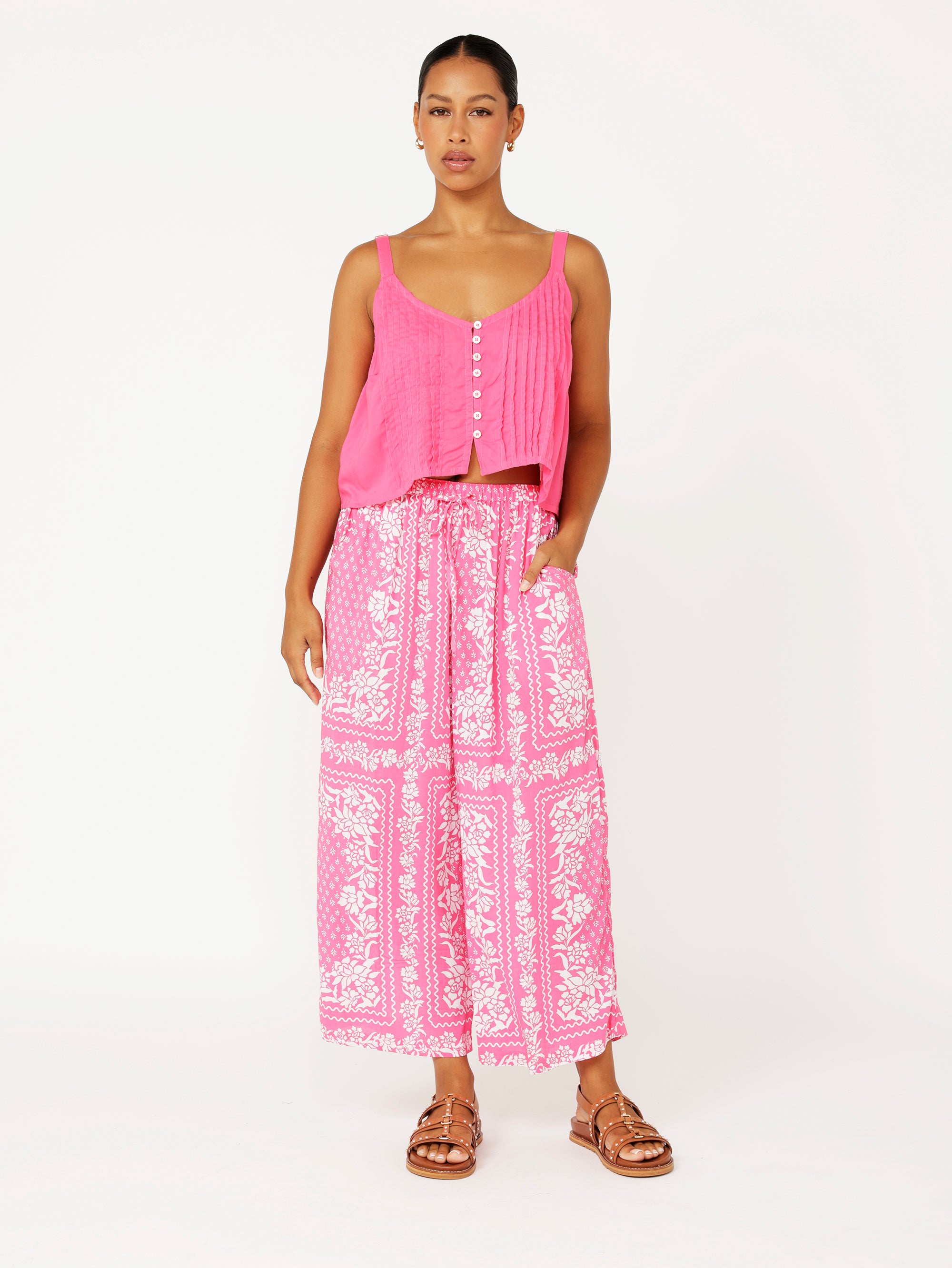 Santorini Singlet | CROPPED | Hot Pink - Saffron Road