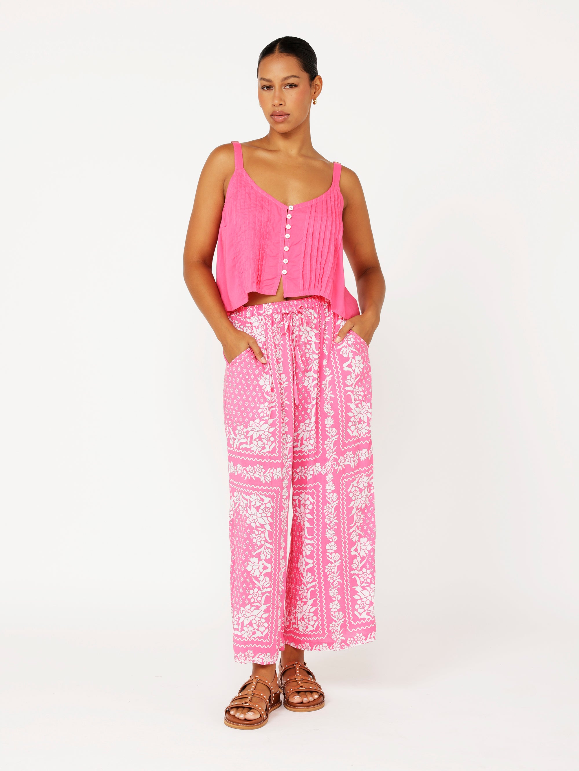 Santorini Singlet | CROPPED | Hot Pink - Saffron Road