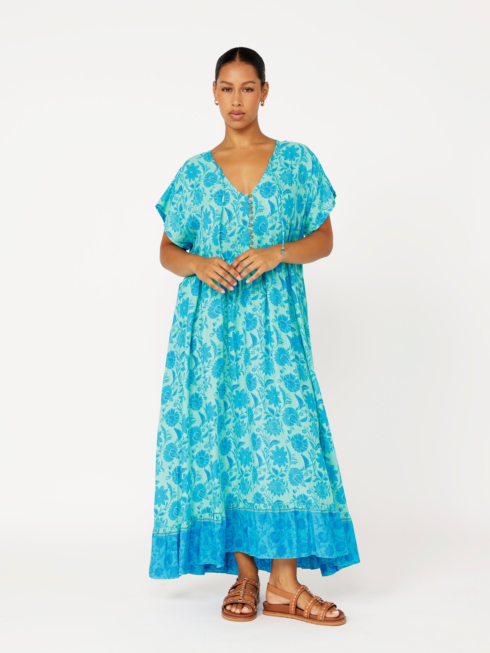 Juliette Dress | MIDI | Marine Mosaic - Saffron Road