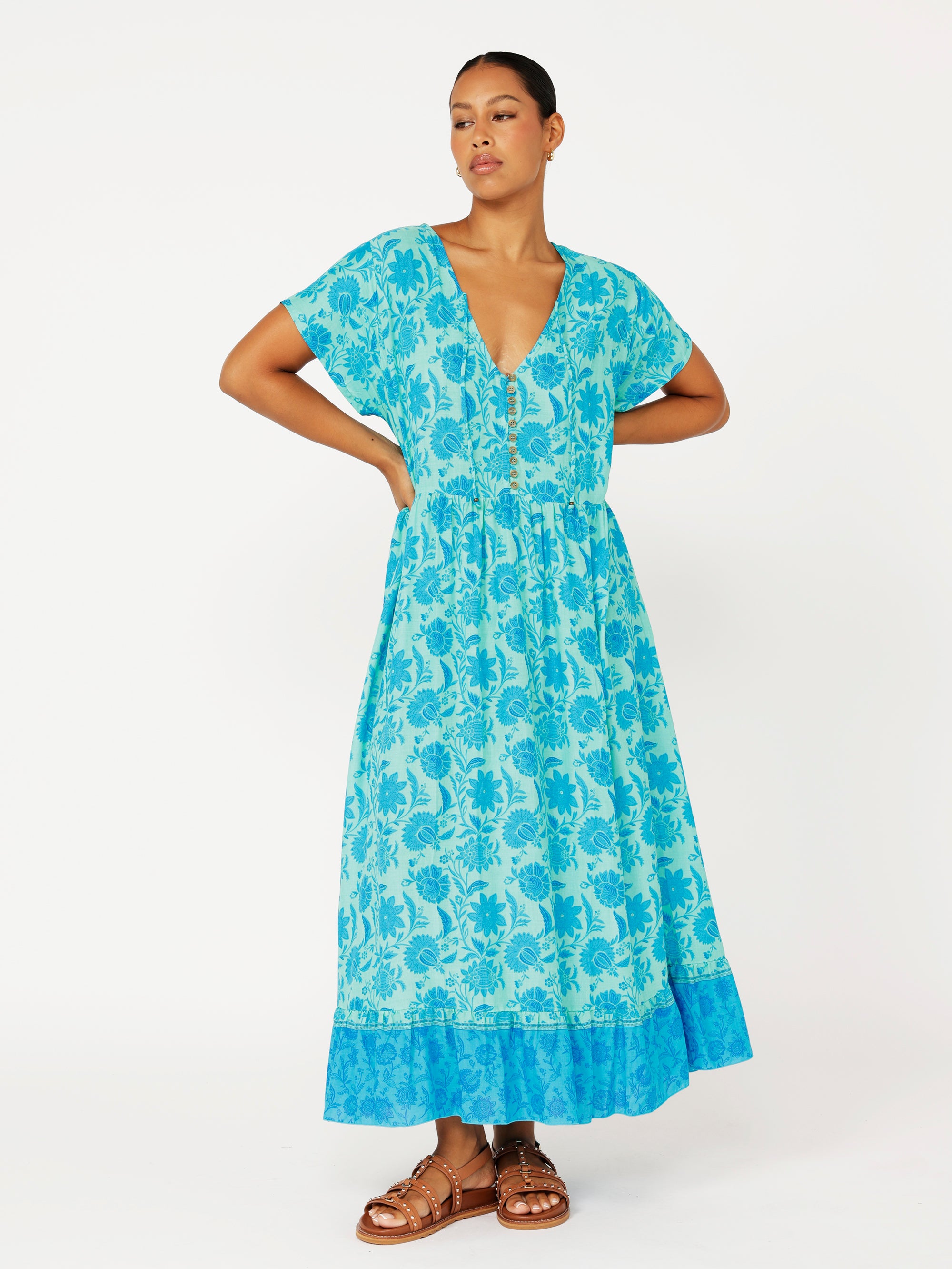 Juliette Dress | MIDI | Marine Mosaic - Saffron Road