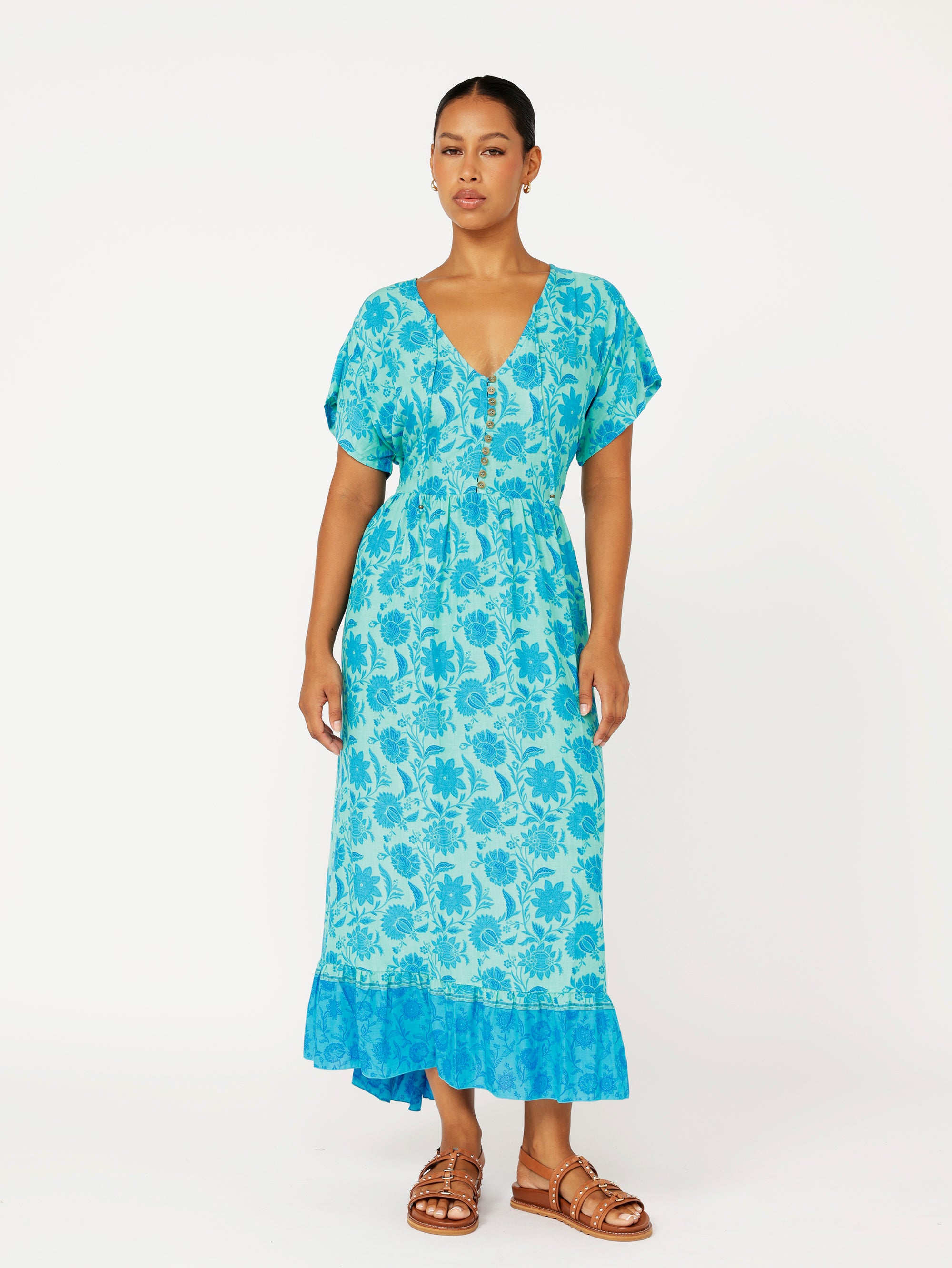 Juliette Dress | MIDI | Marine Mosaic - Saffron Road