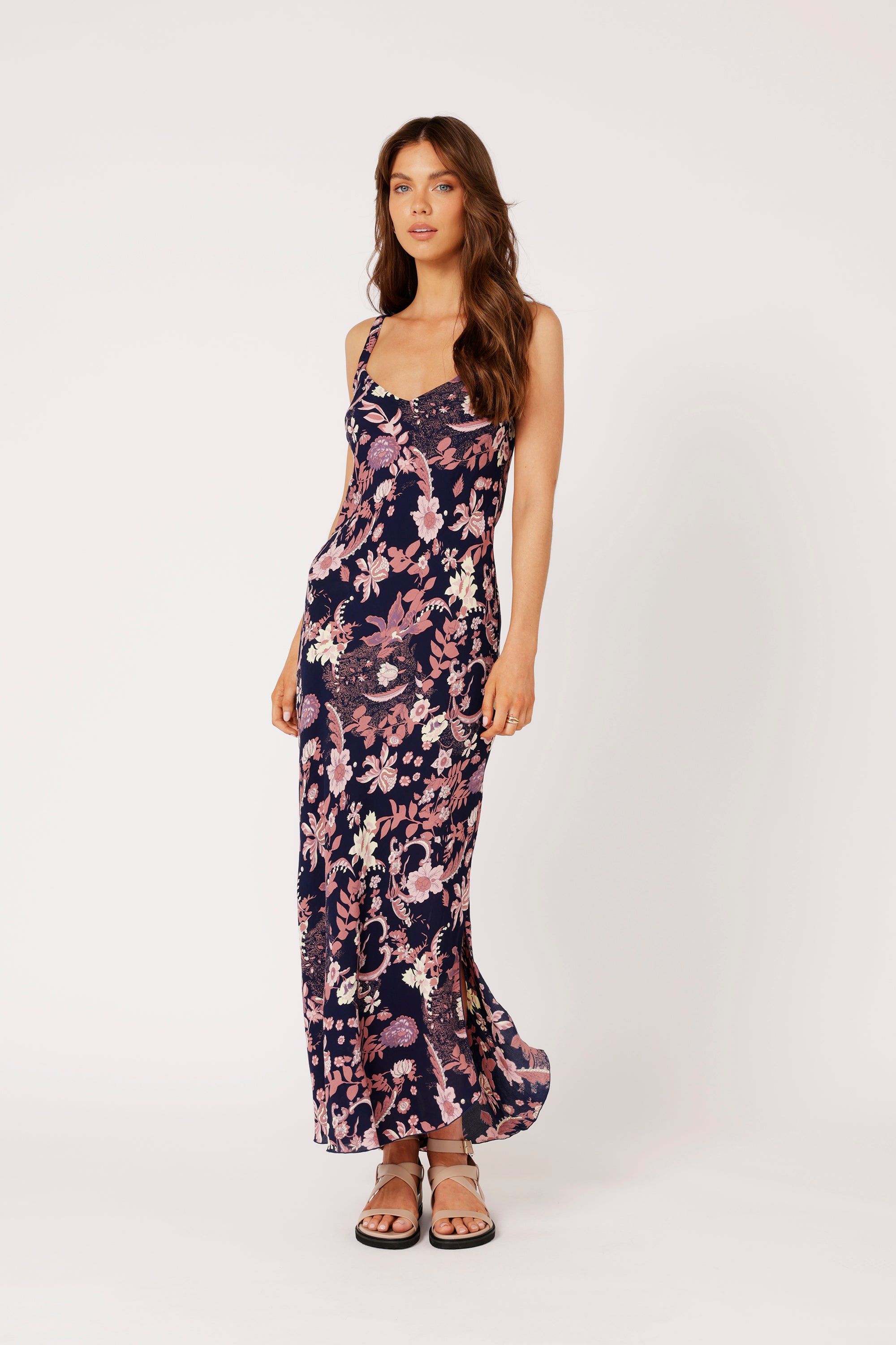 Slip Dress SUPER MAXI | Midnight Garden Purple - Saffron Road