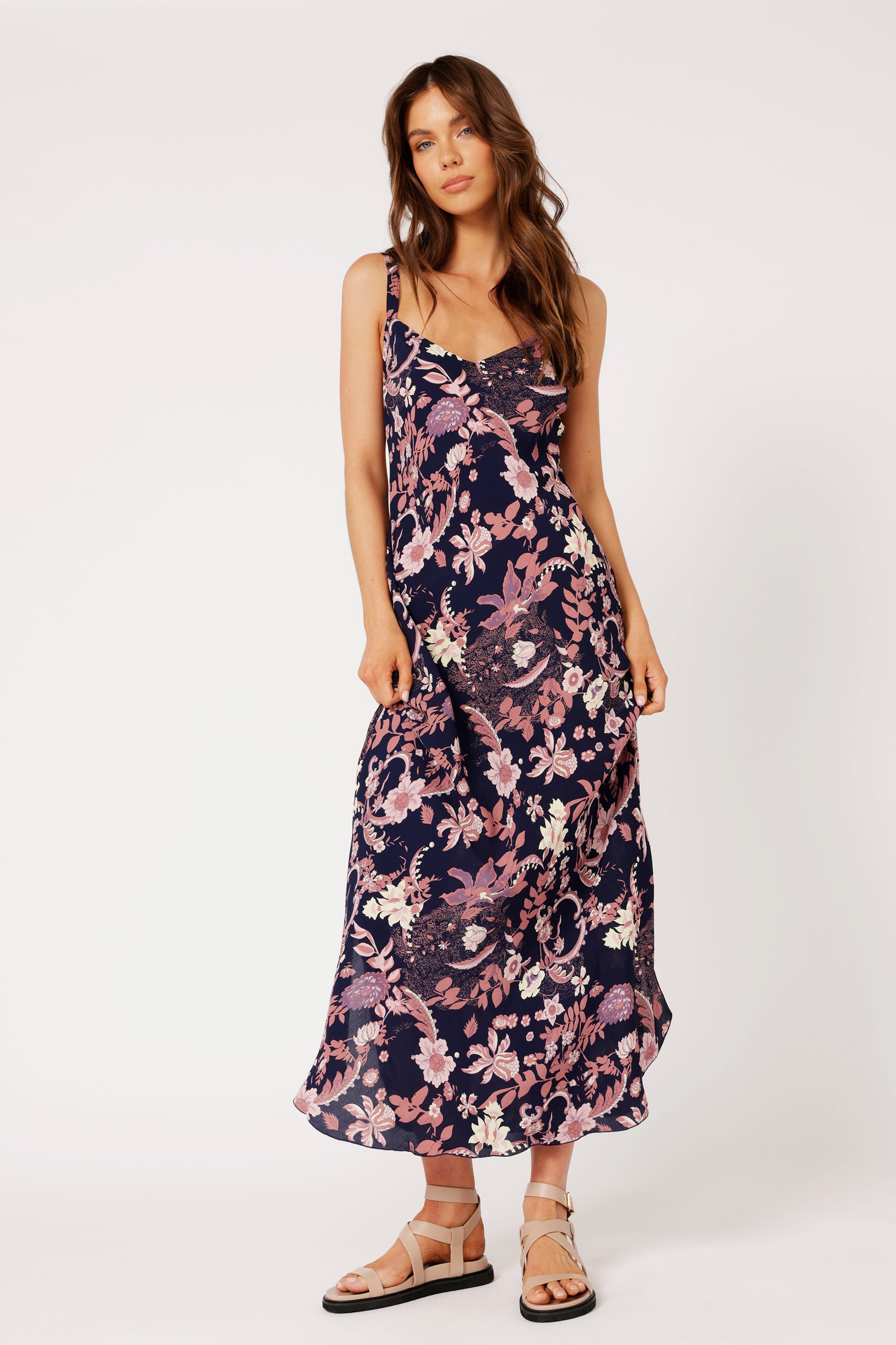 Slip Dress SUPER MAXI | Midnight Garden Purple - Saffron Road