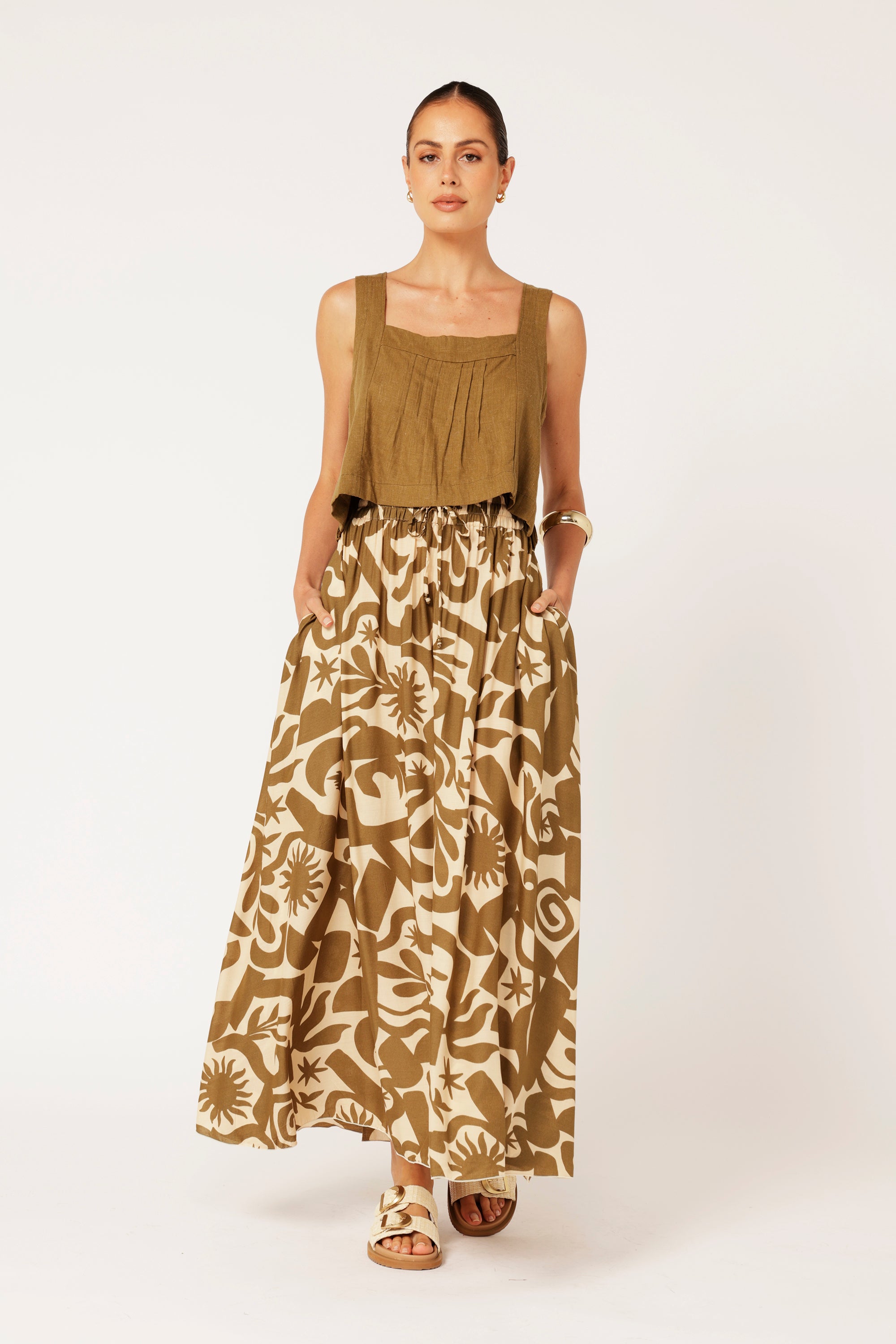 Circle Skirt | Soleil Khaki - Saffron Road