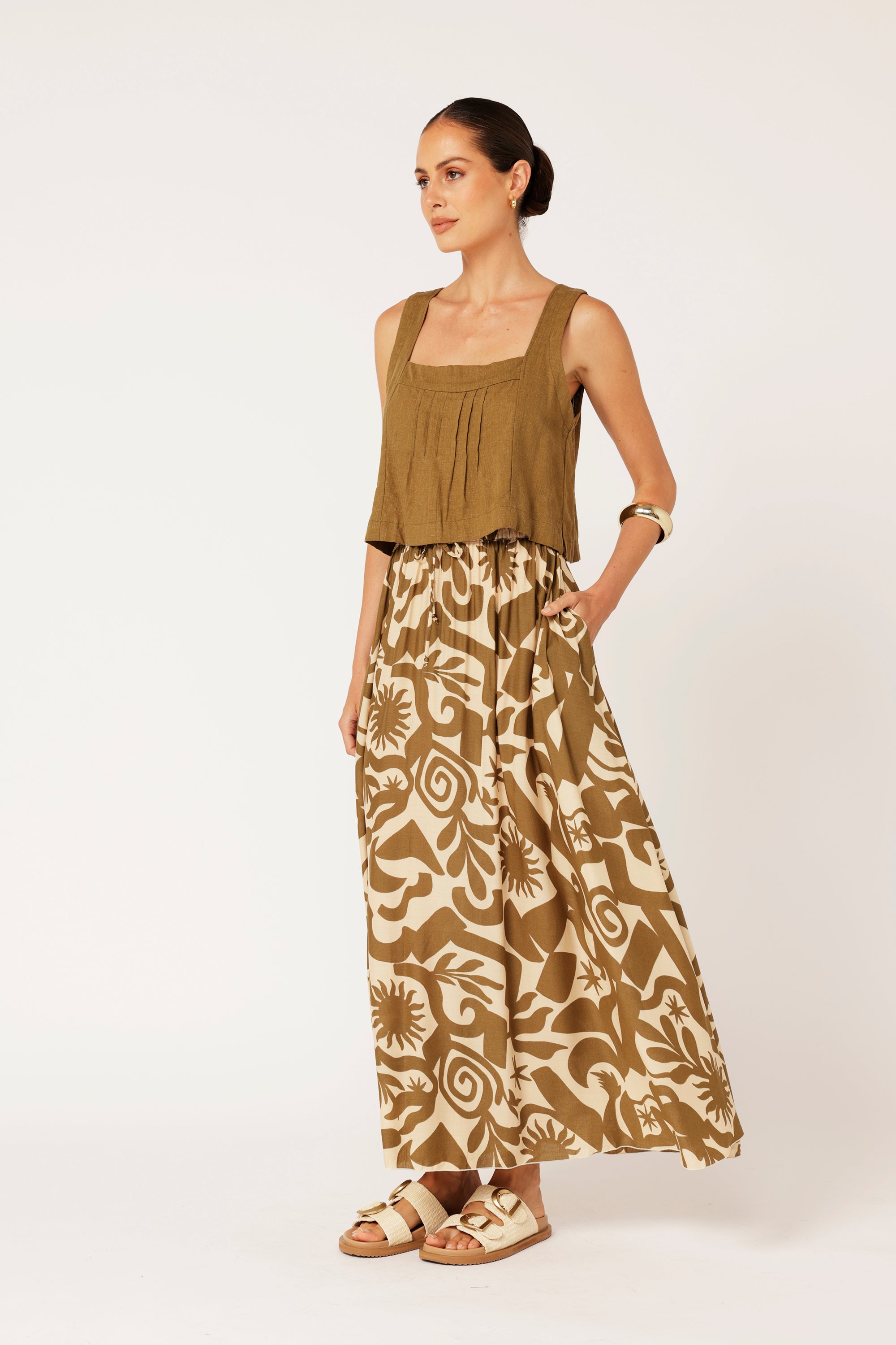 Circle Skirt | Soleil Khaki - Saffron Road