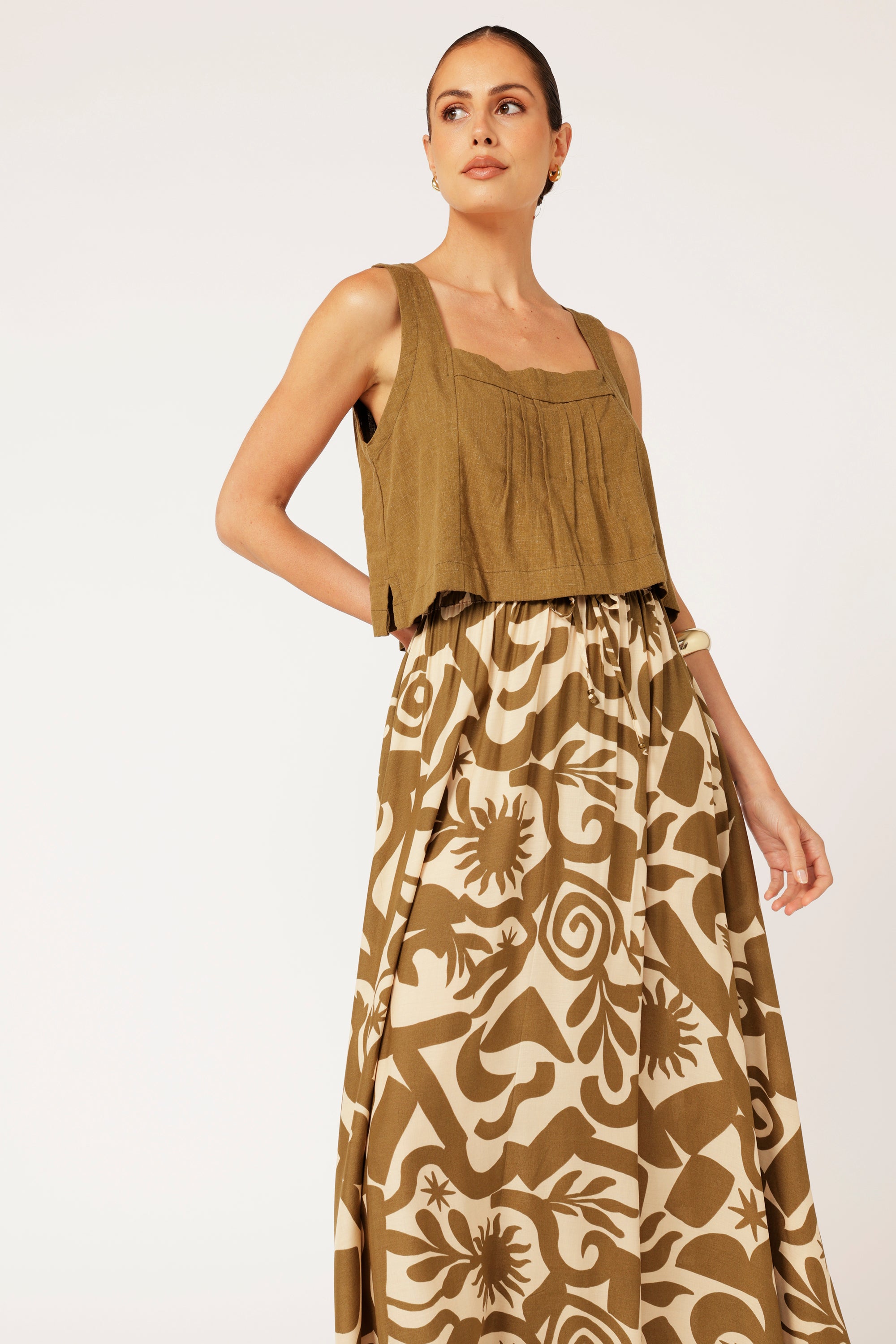 Circle Skirt | Soleil Khaki - Saffron Road