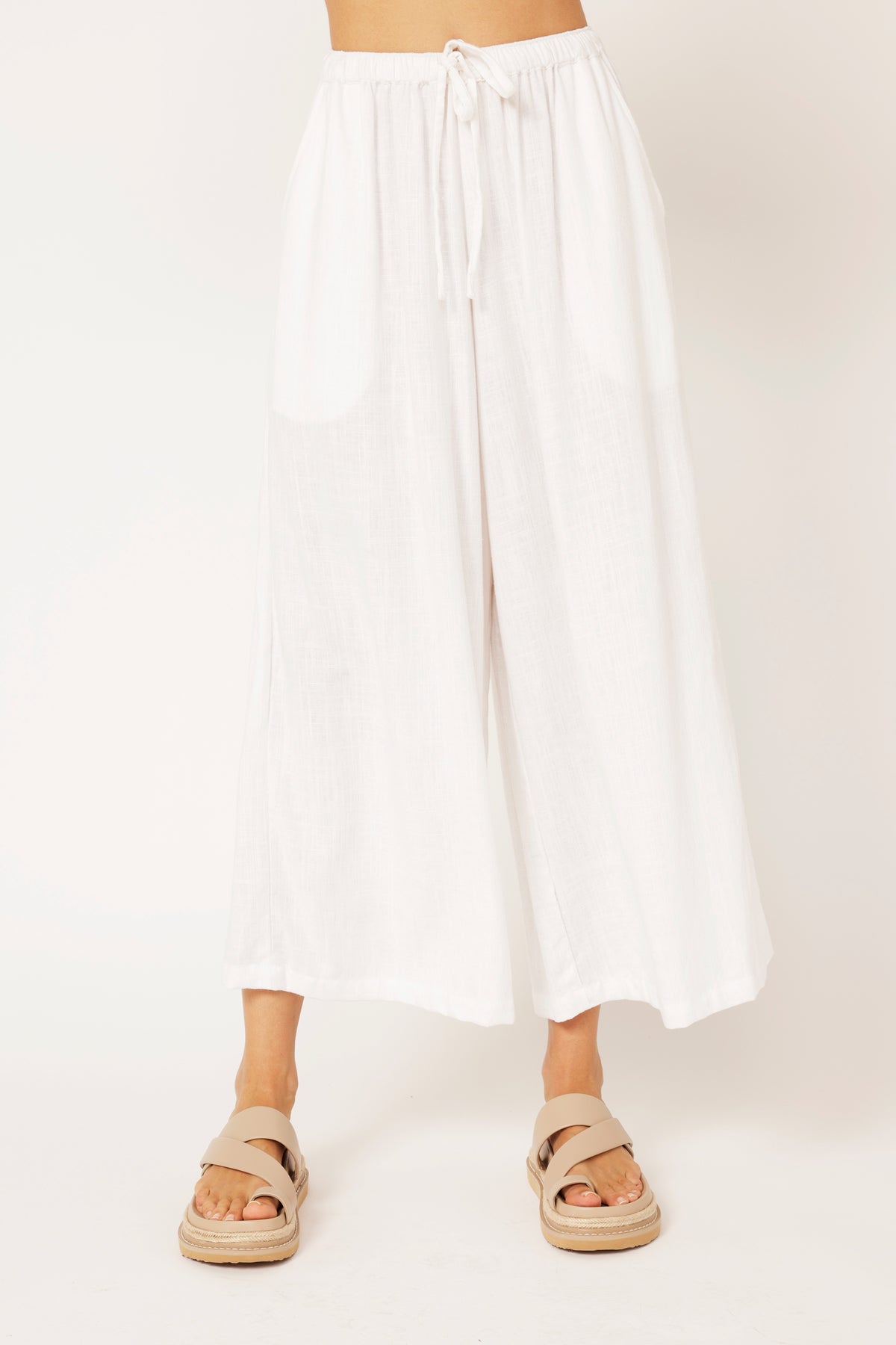 Island Pant | White | Linen Viscose - Saffron Road