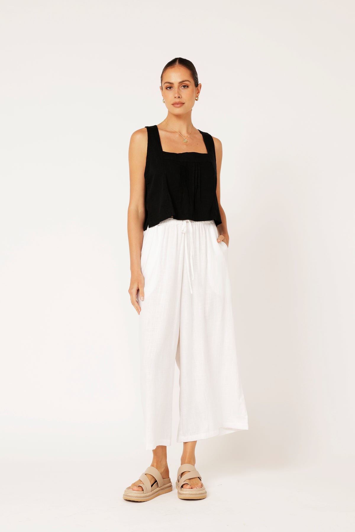 Island Pant | White | Linen Viscose - Saffron Road