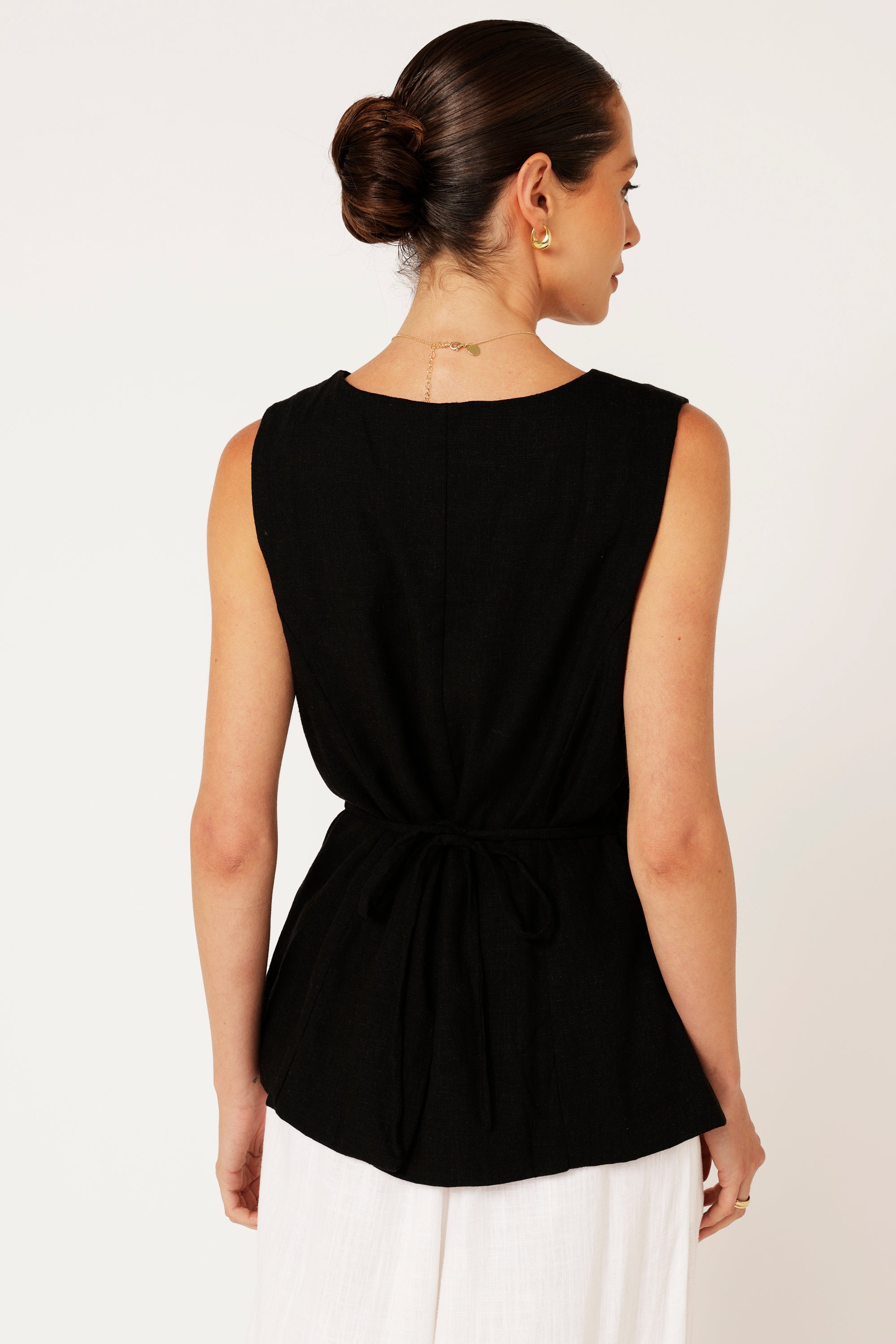 Vest (LONG) | Black | Linen Viscose - Saffron Road