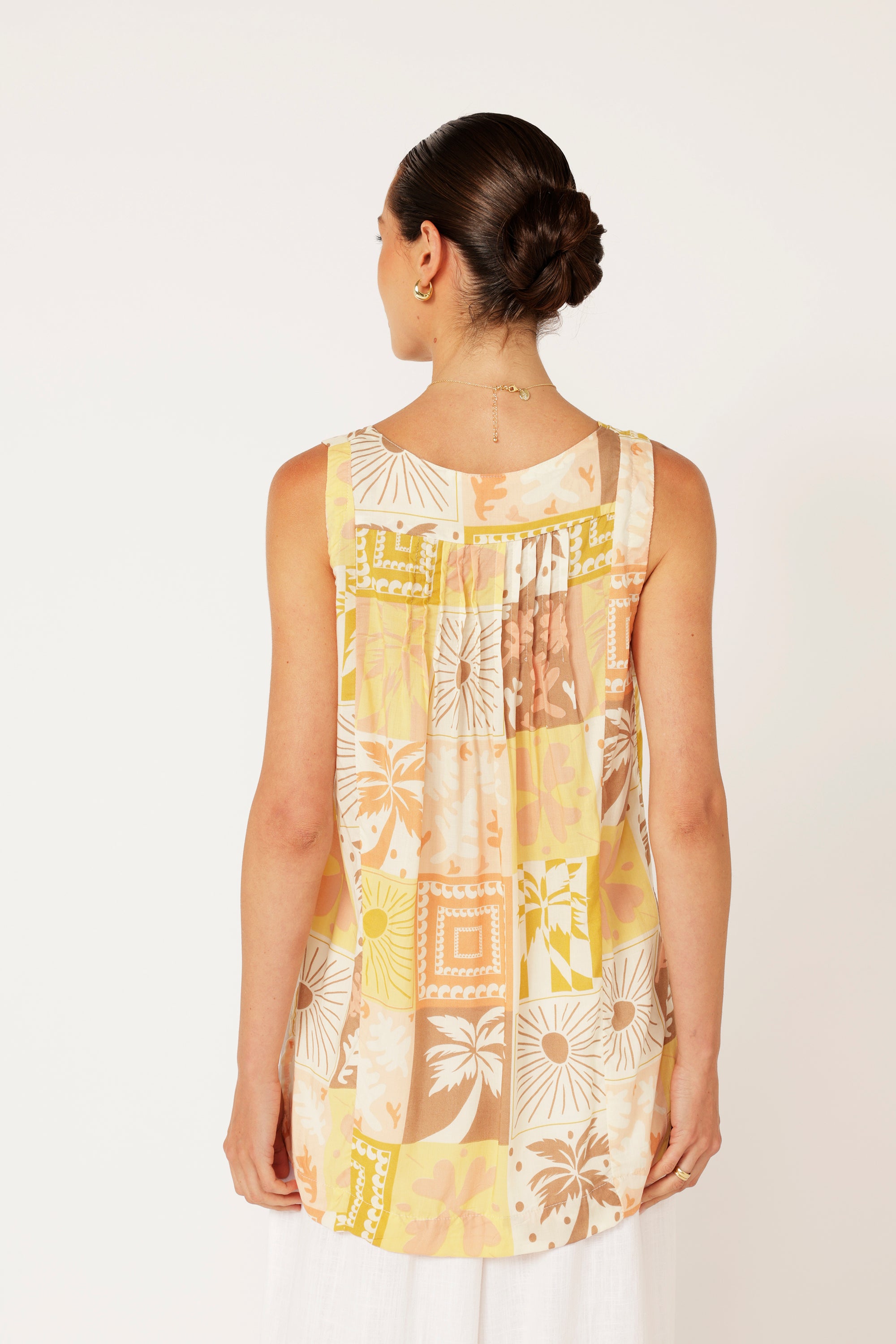 Lotus Tank LONG | Sunset Palm - Saffron Road