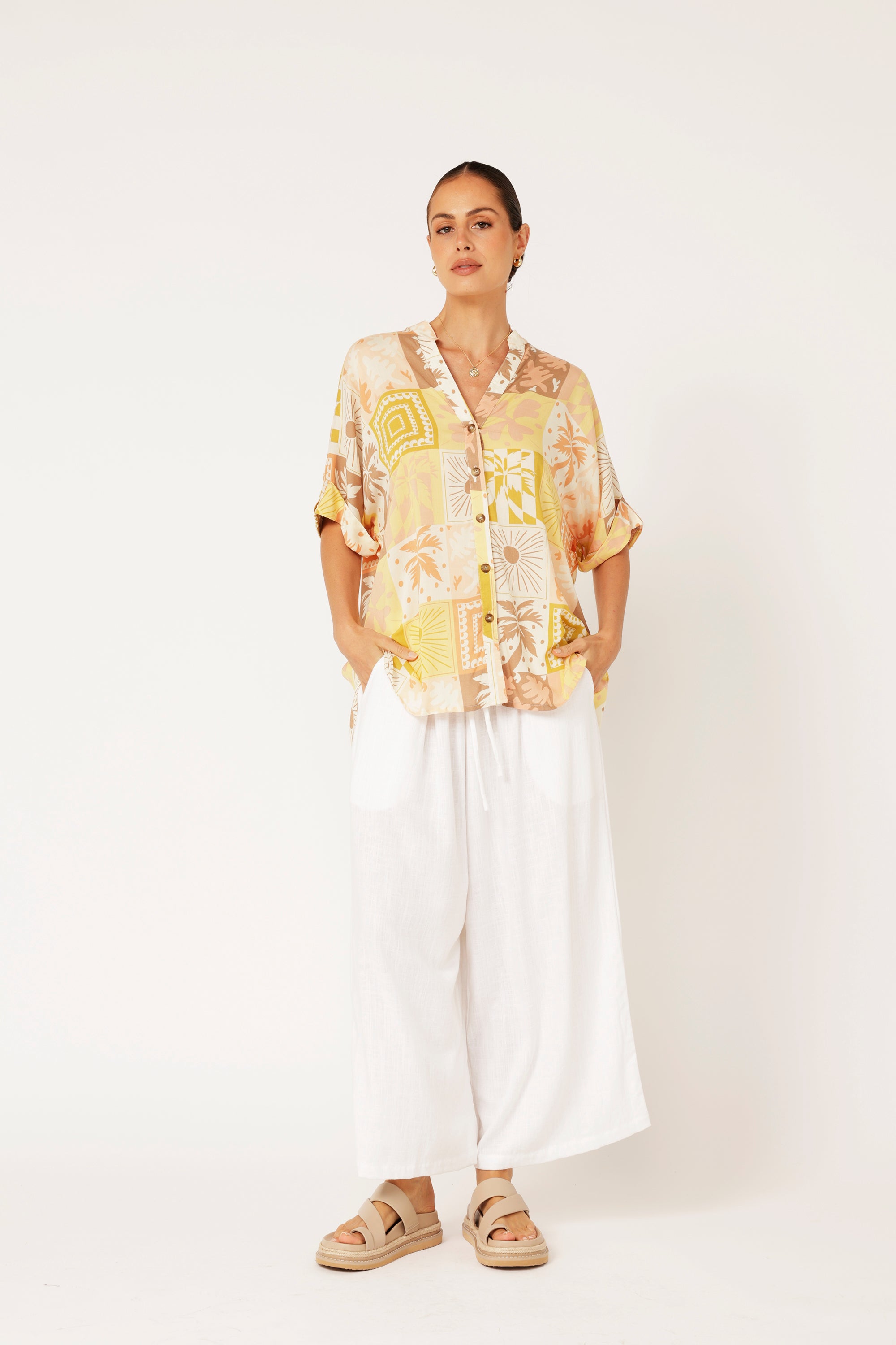 Madison Shirt | Sunset Palm - Saffron Road