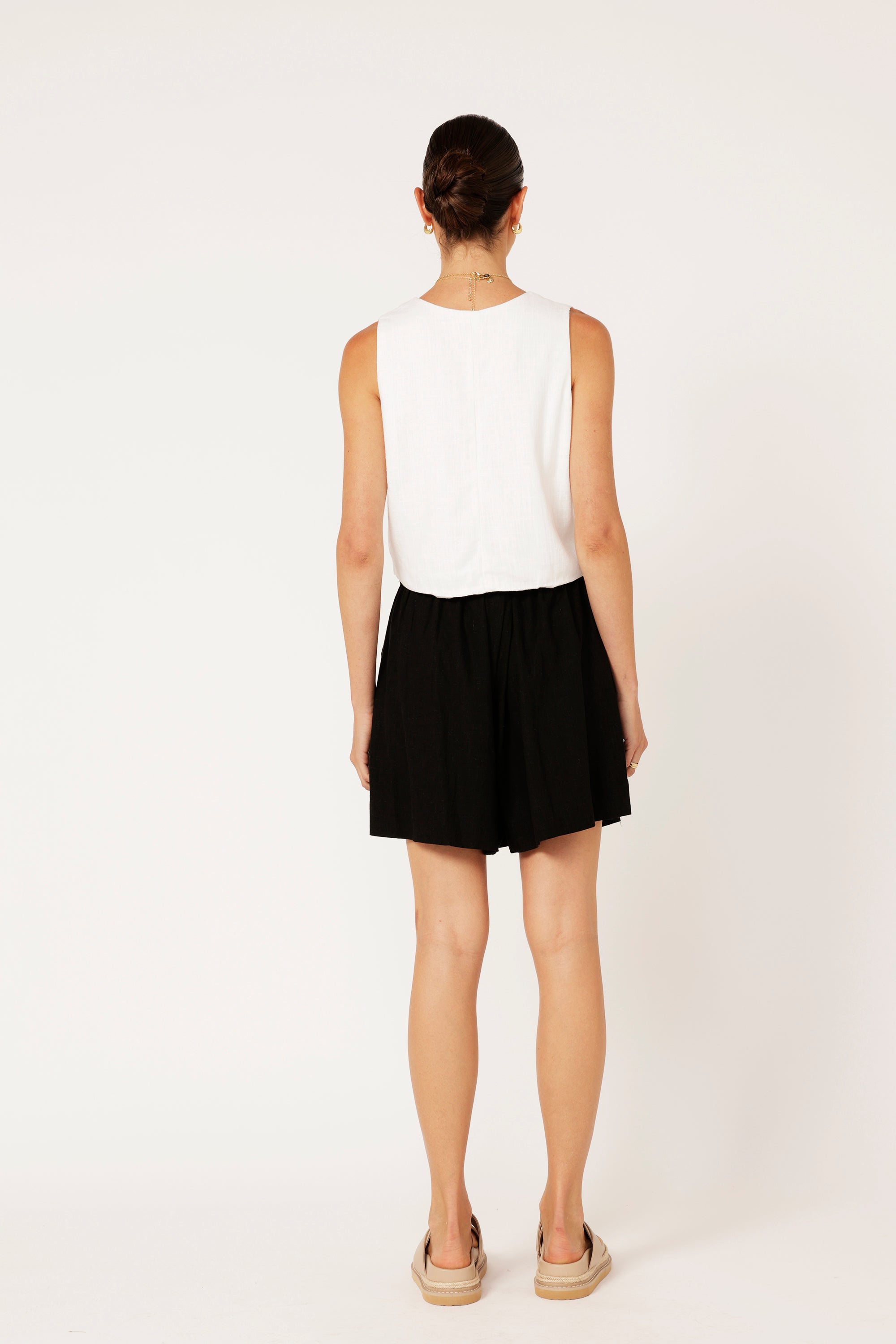 Belted Short | Black | Viscose Linen - Saffron Road