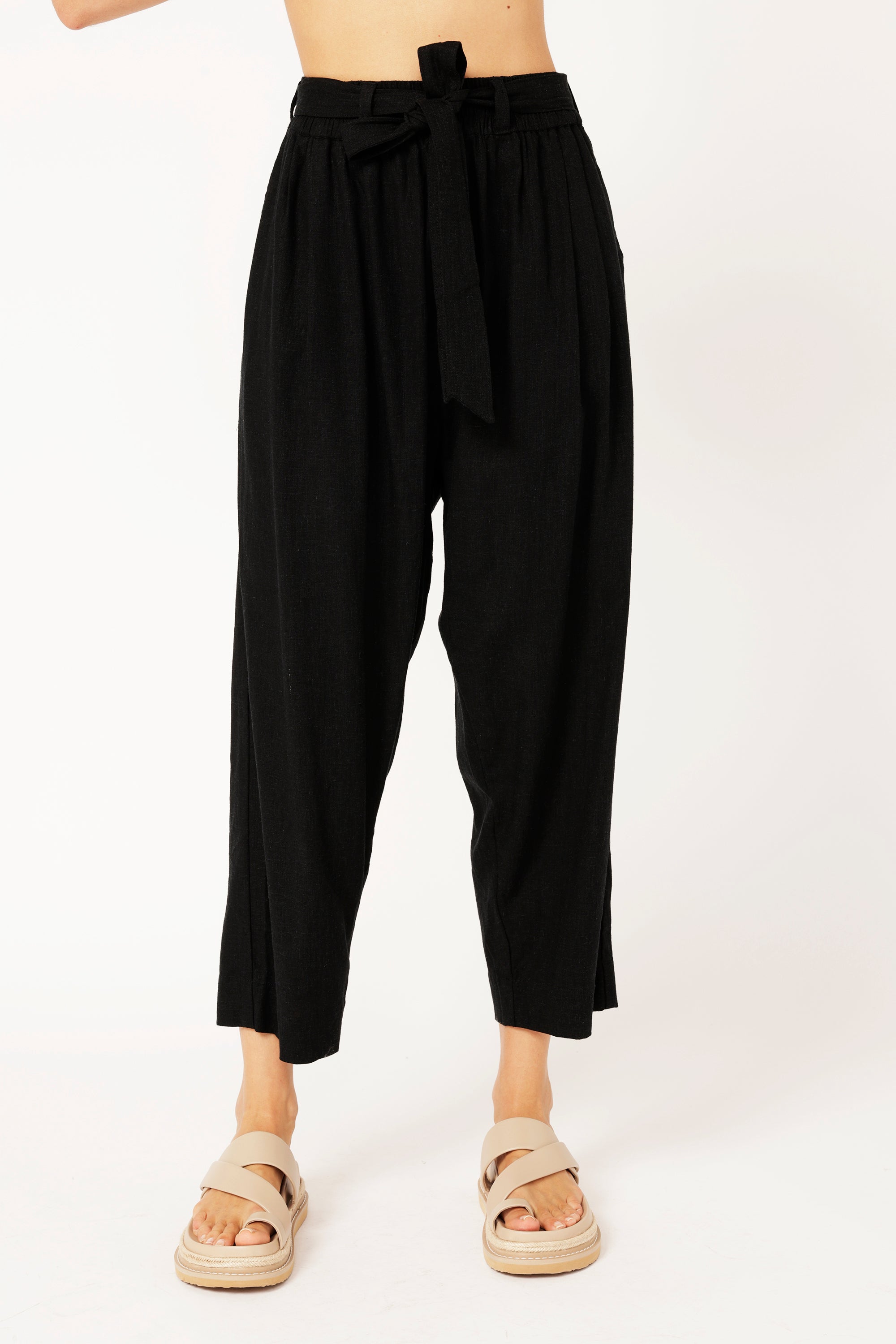 Roma Pant | Black | Viscose Linen - Saffron Road