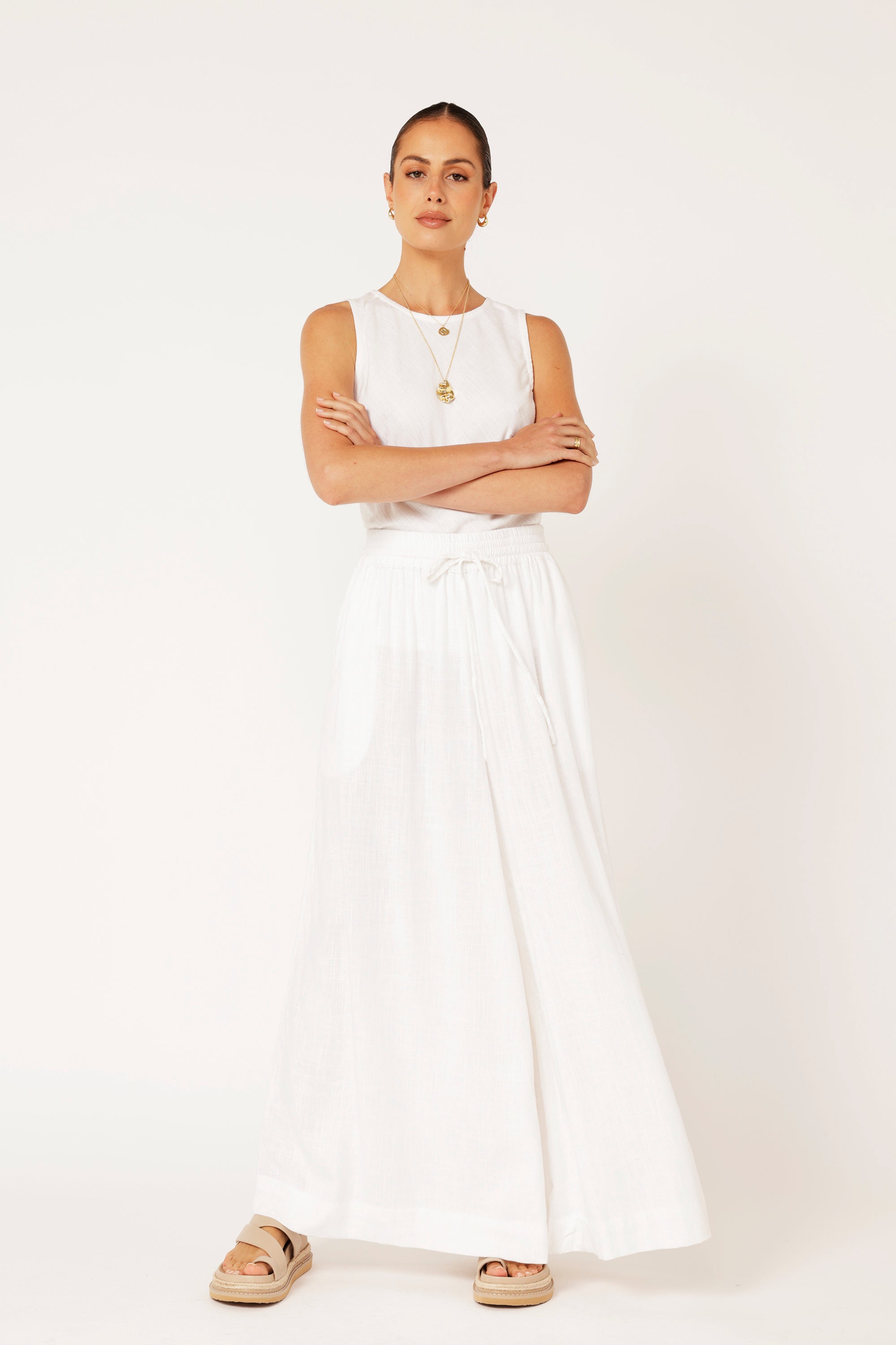 Palazzo Pant | Off White | Linen Viscose - Saffron Road