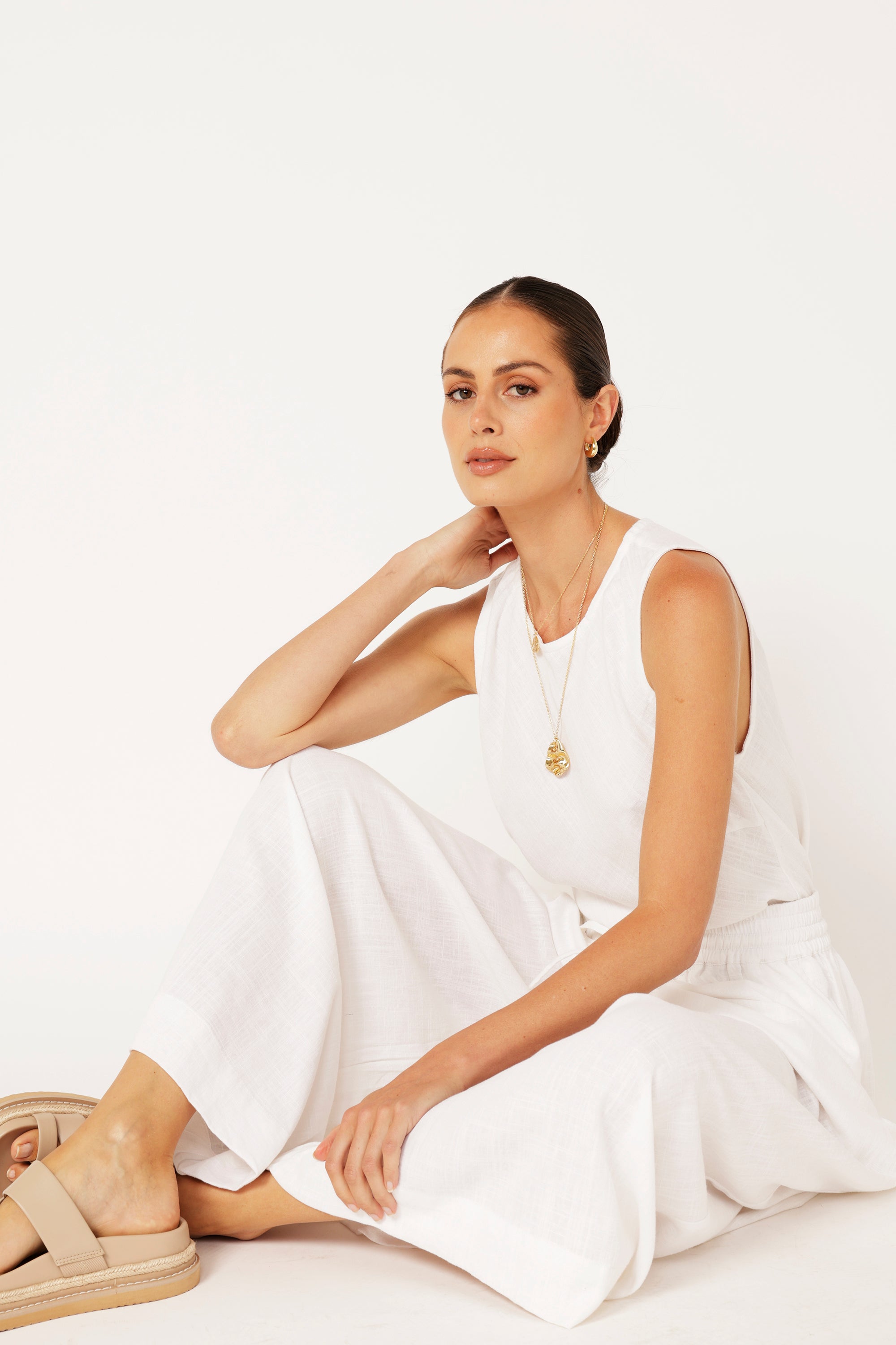 Palazzo Pant | Off White | Linen Viscose - Saffron Road