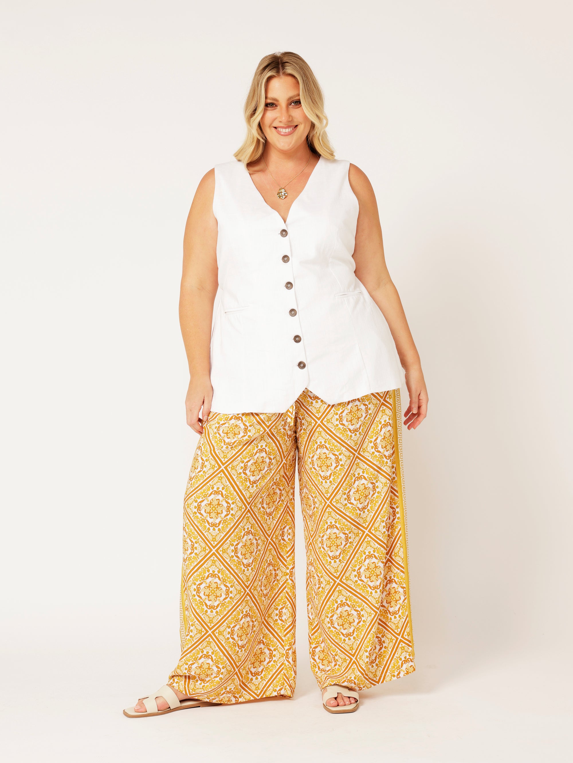 Vest (LONG) | Off White | Linen Viscose - Saffron Road