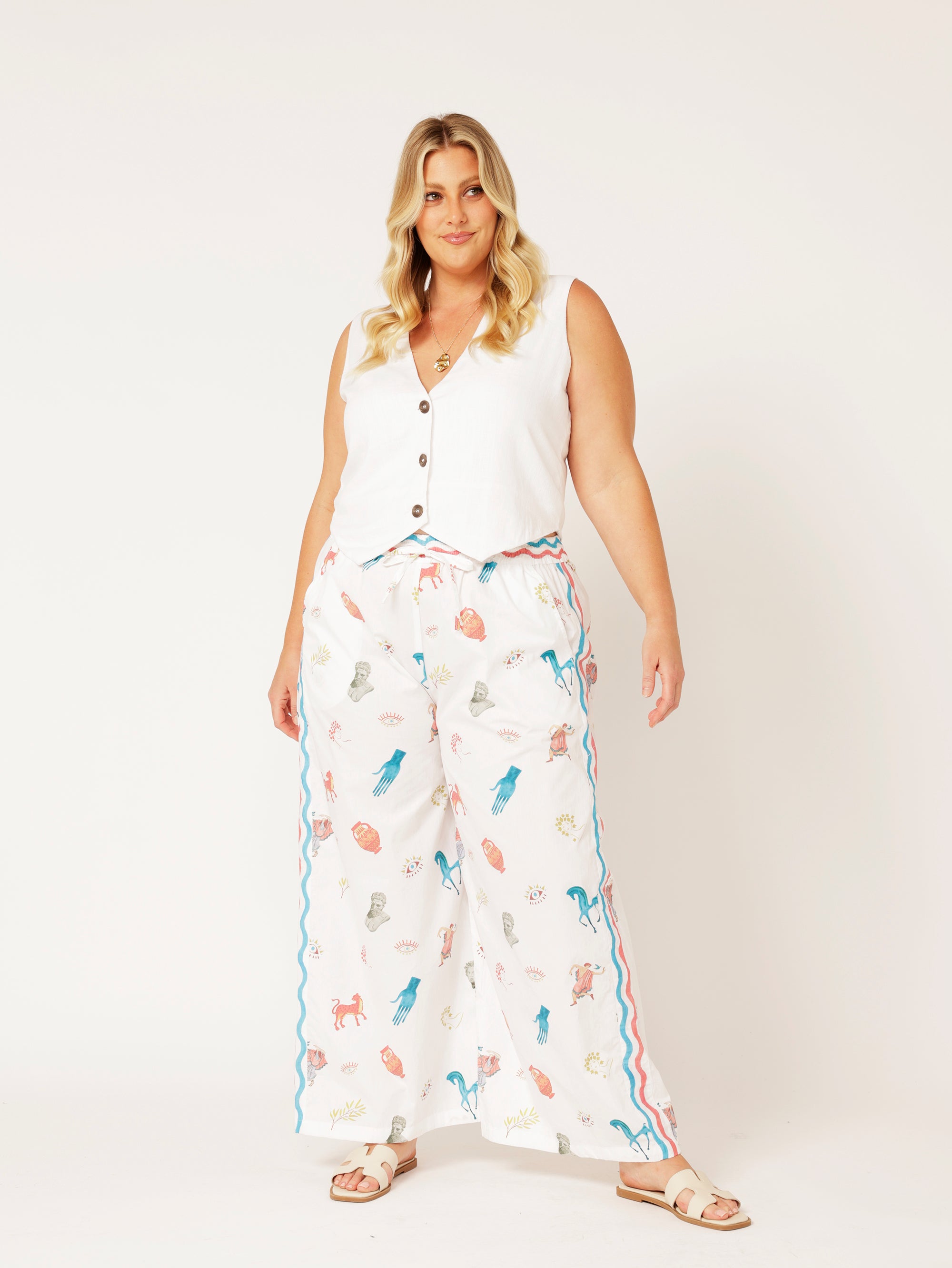 Border Pant | Grecian White - Saffron Road