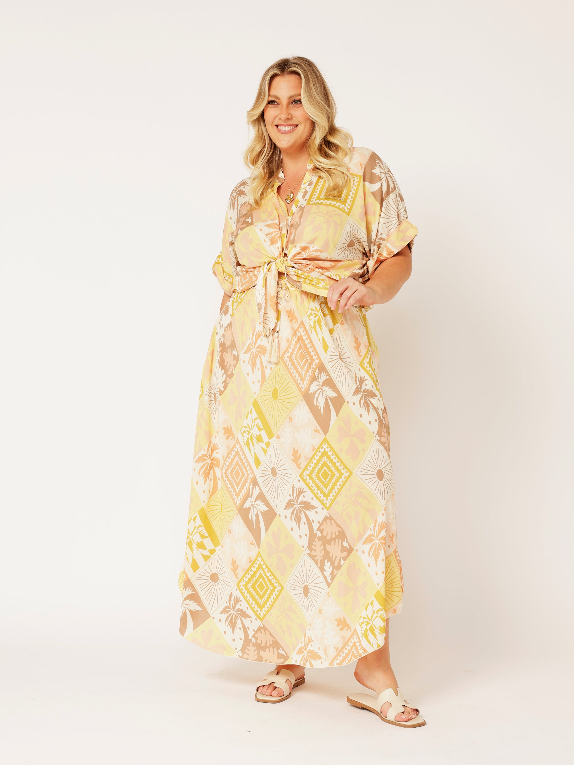 Madison Shirt | Sunset Palm - Saffron Road