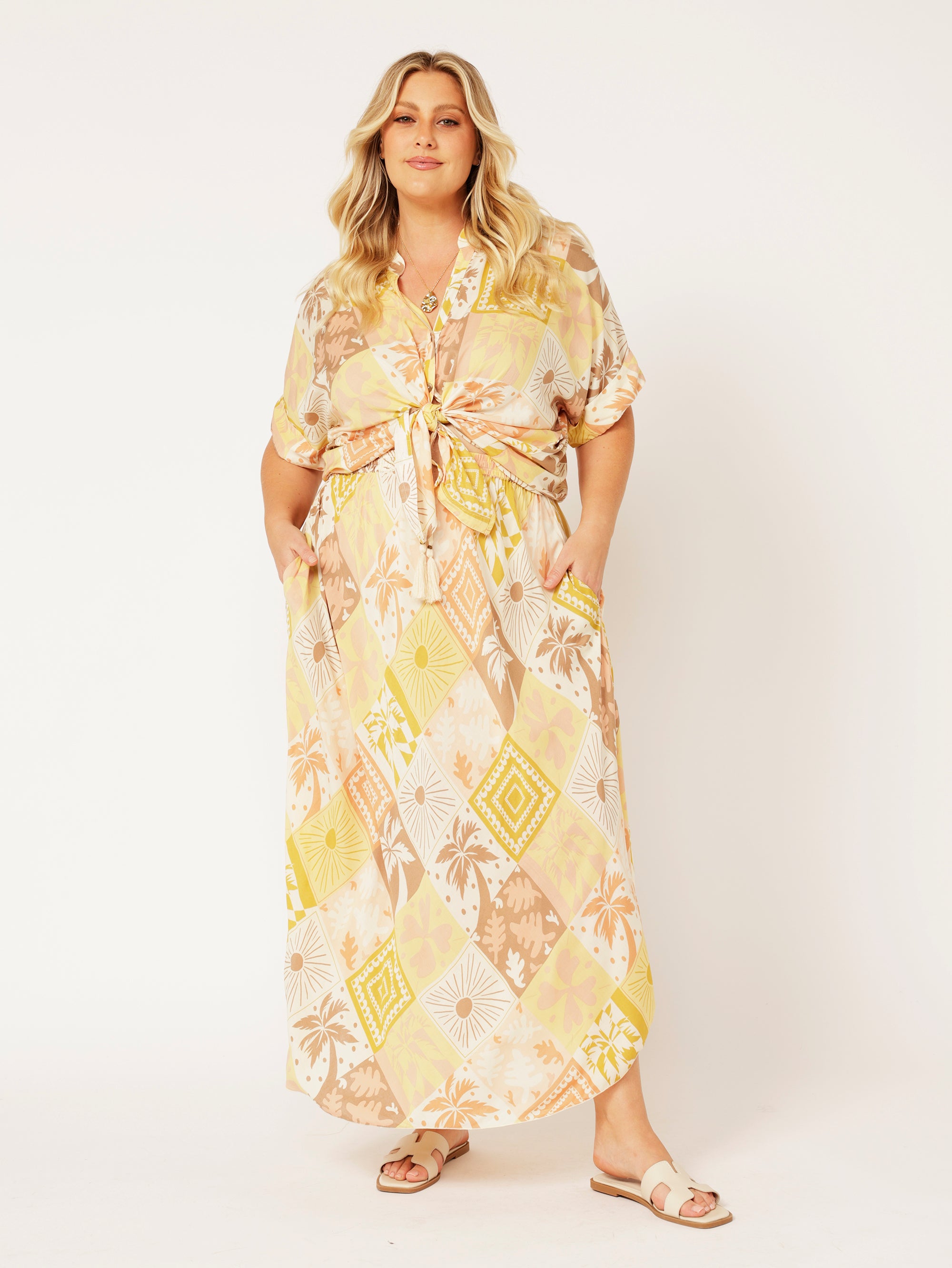 Elsa Skirt | Sunset Palm - Saffron Road