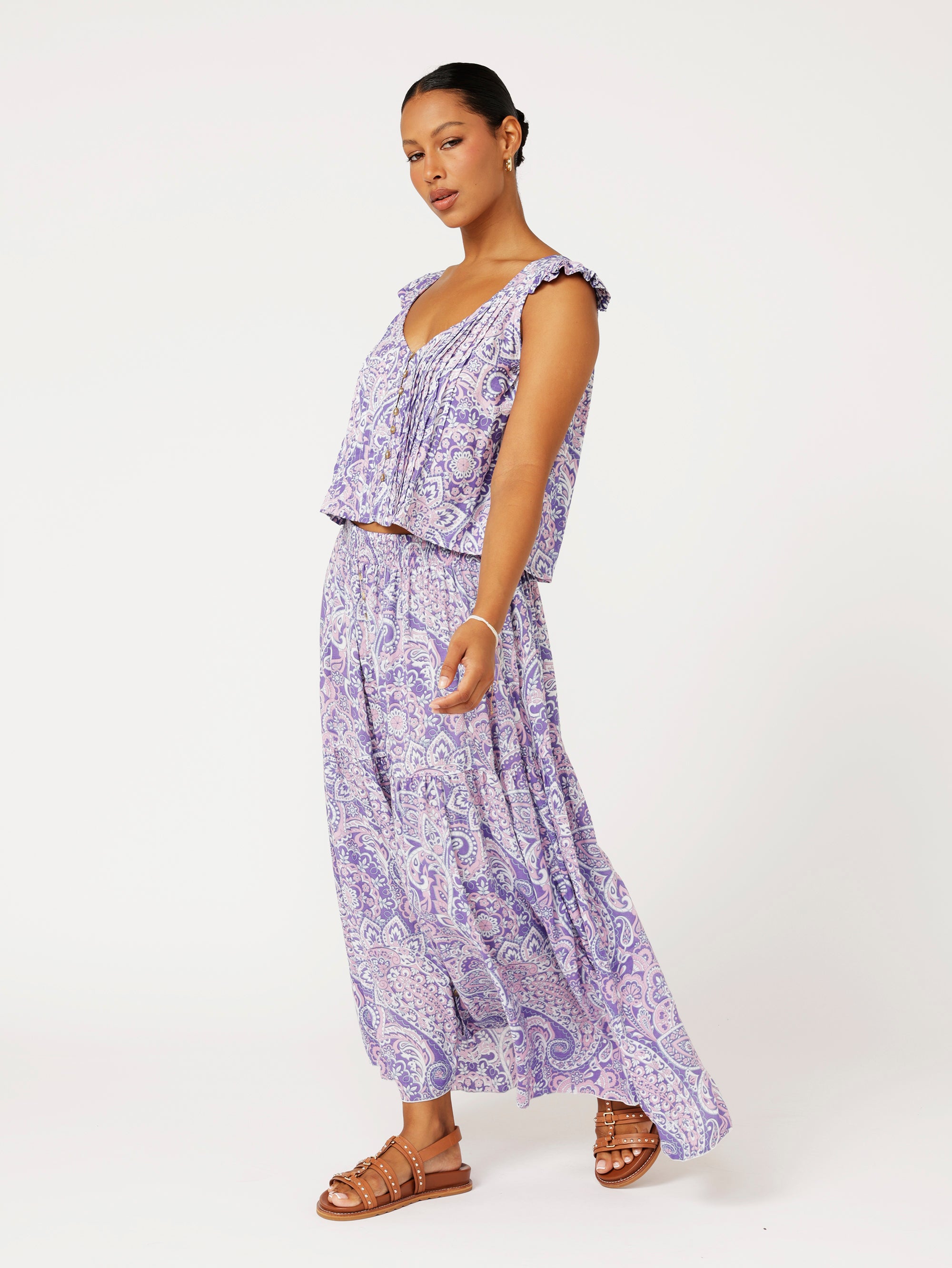 Chloe Skirt | Purple Paisley