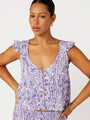 Santorini Singlet With Frill | Purple Paisley