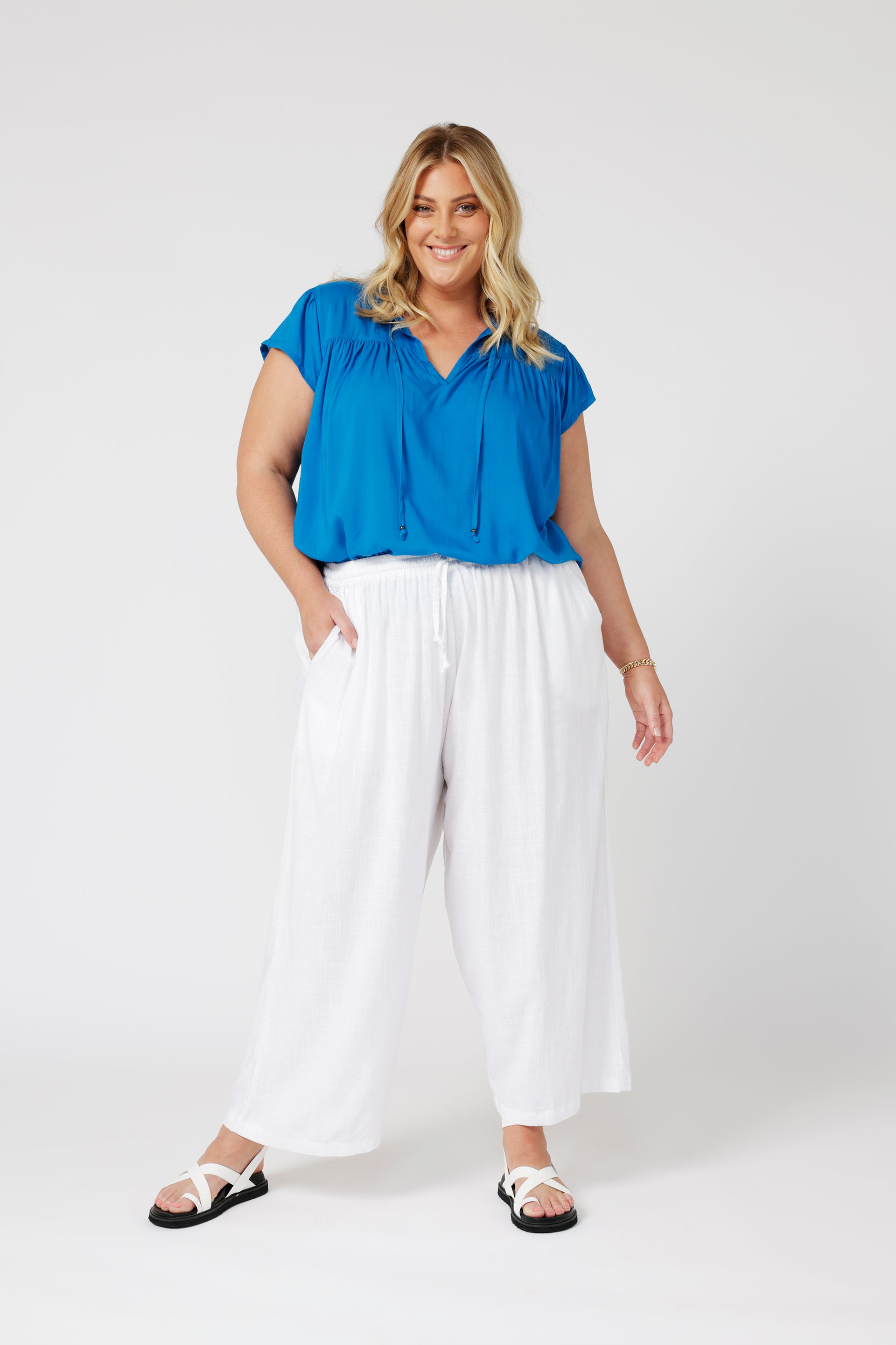 Saffron Road Freddie Blouse Cobalt Blue