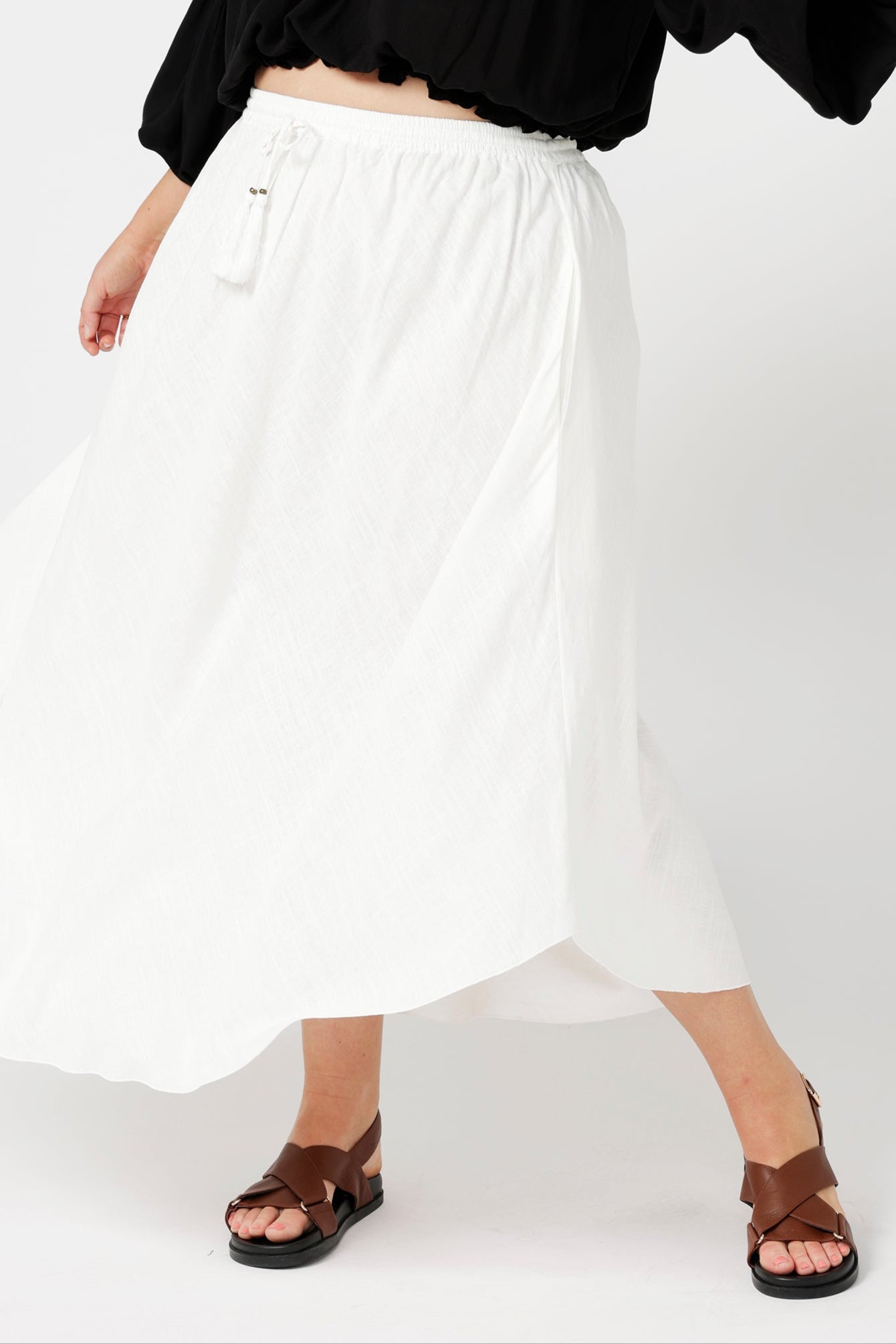 Elsa Skirt | Ecru Linen Viscose - Saffron Road