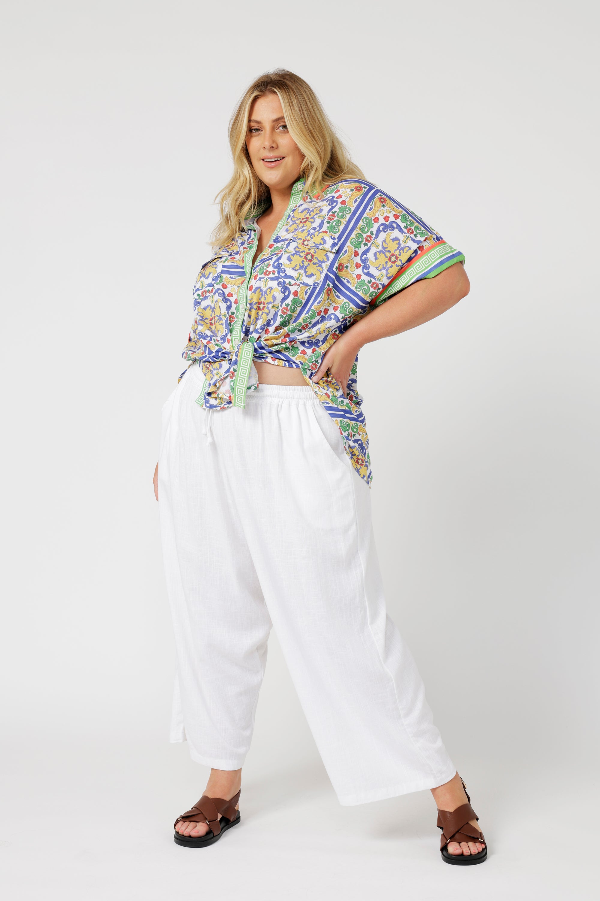 Nirvana Pant | White | Viscose Linen - Saffron Road