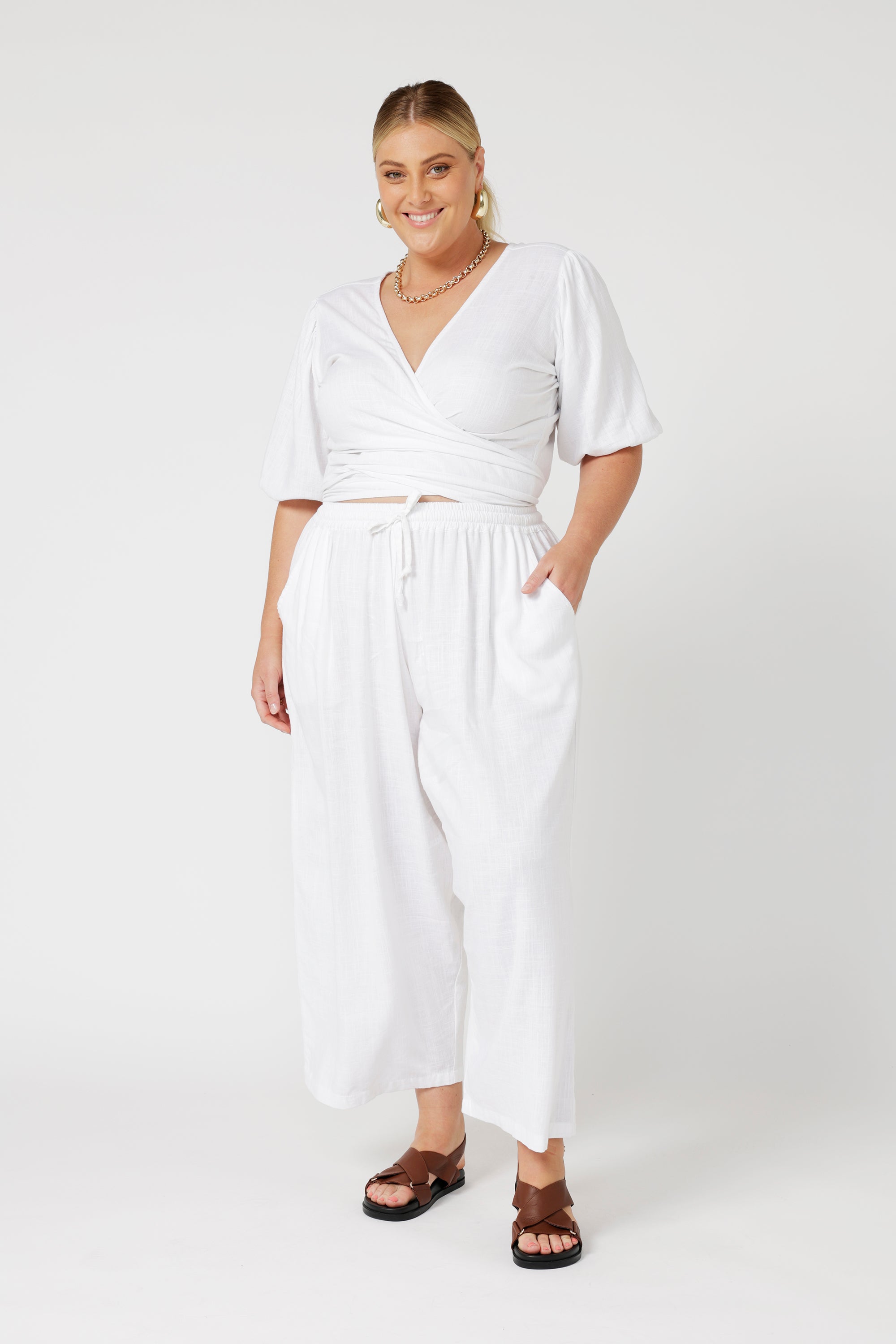 Wrap Me Up Top | White | Viscose Linen - Saffron Road