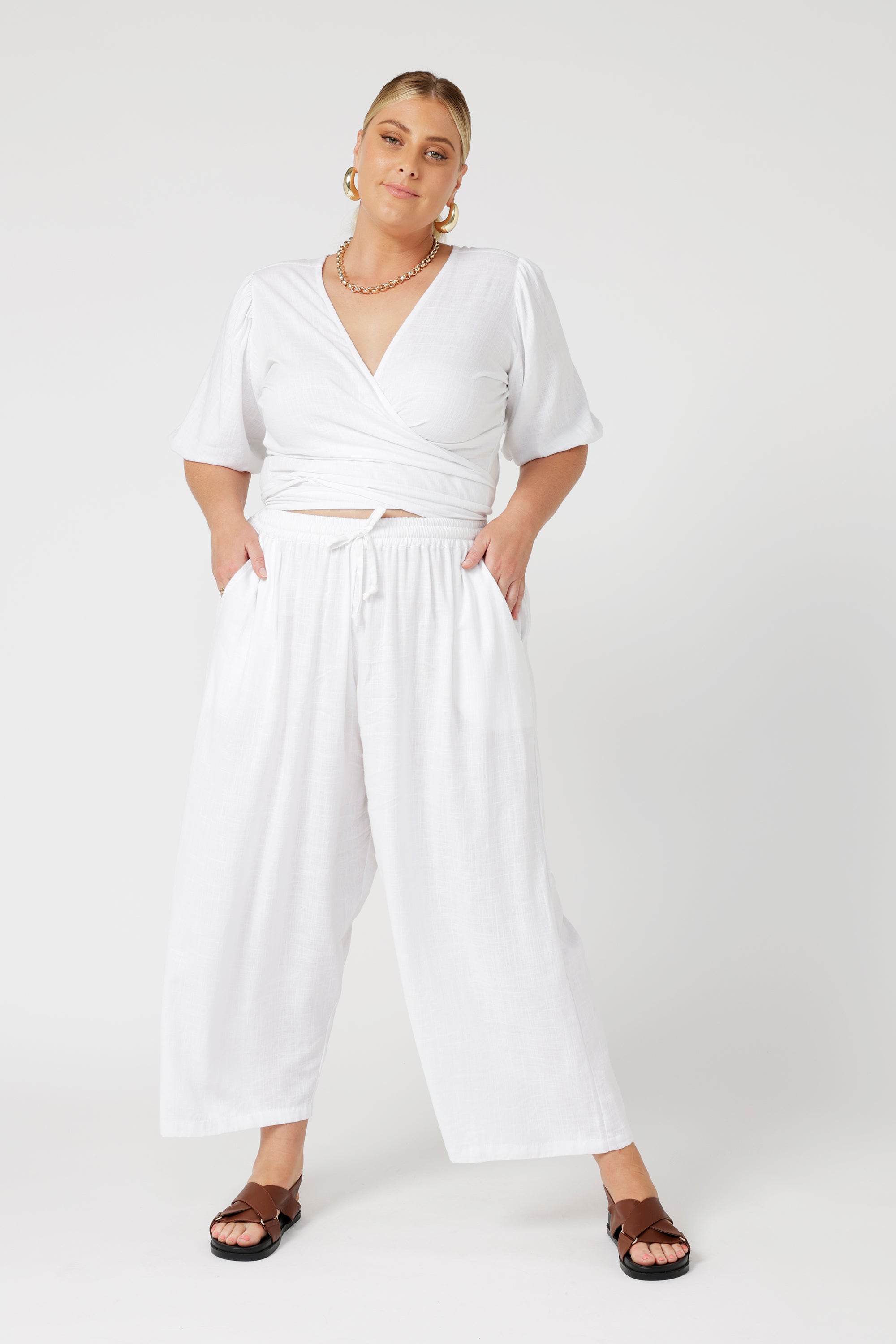 Nirvana Pant | White | Viscose Linen - Saffron Road