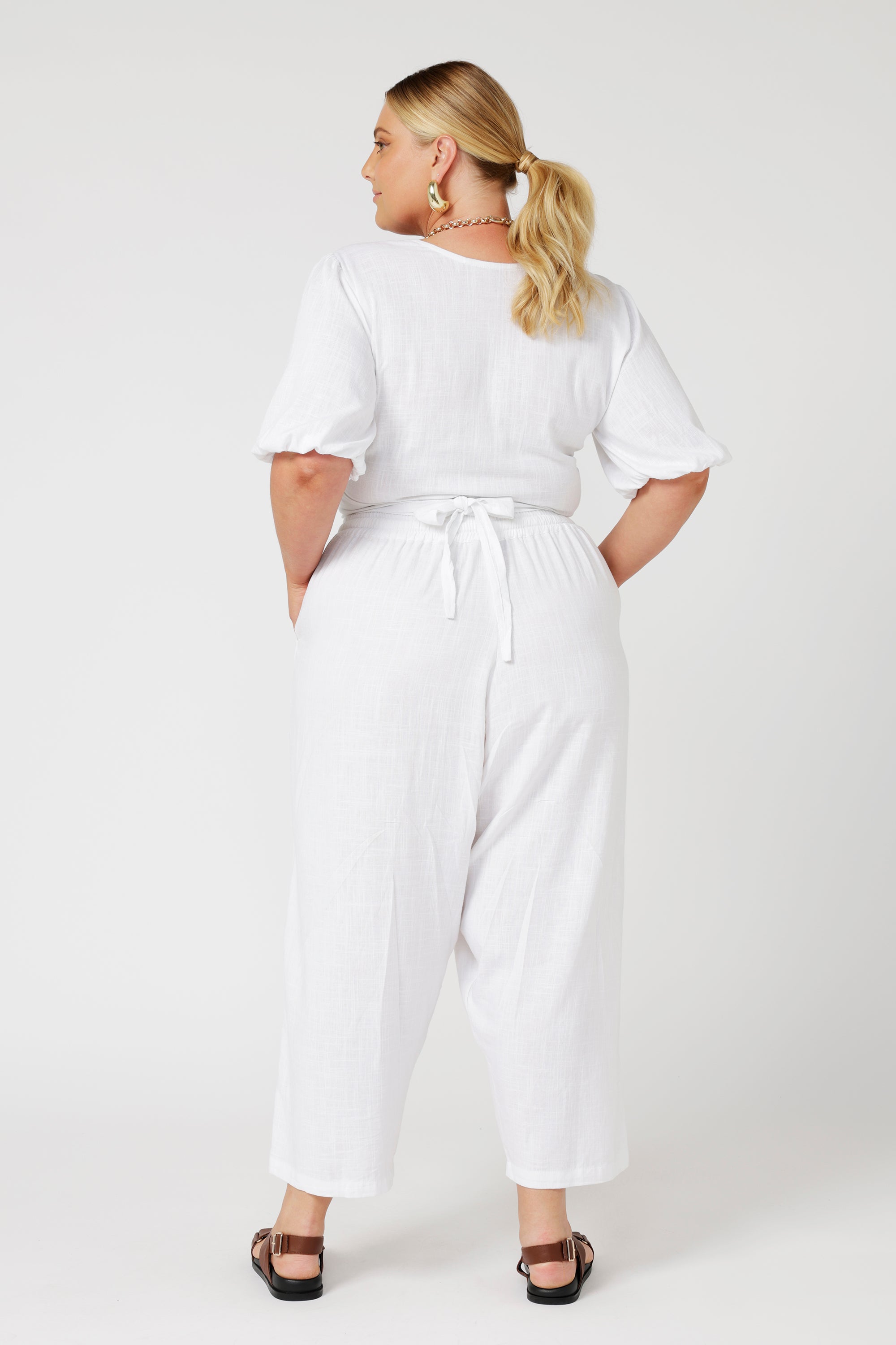 Nirvana Pant | White | Viscose Linen - Saffron Road