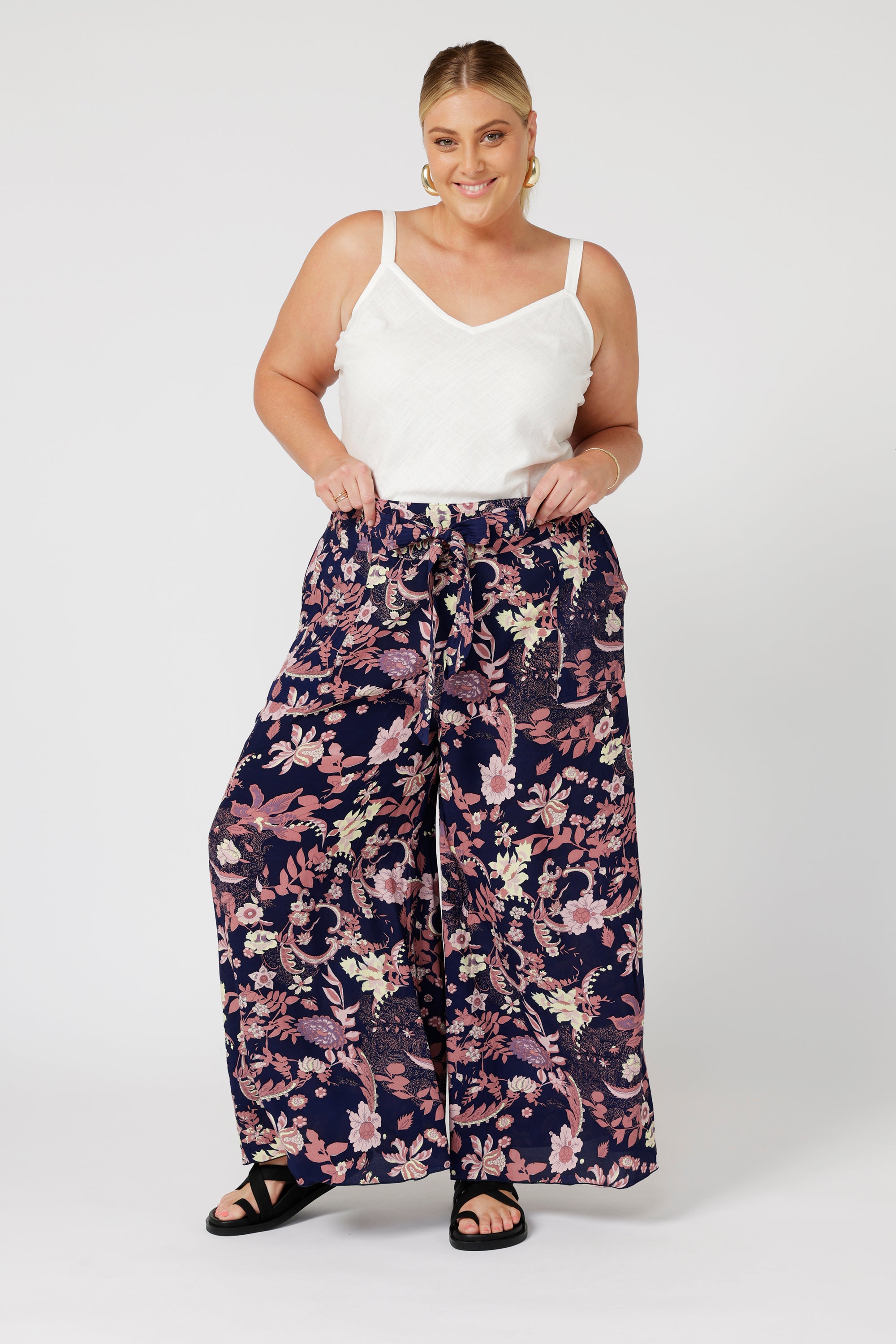 Wide Leg Lounge Pants | Midnight Garden Purple - Saffron Road