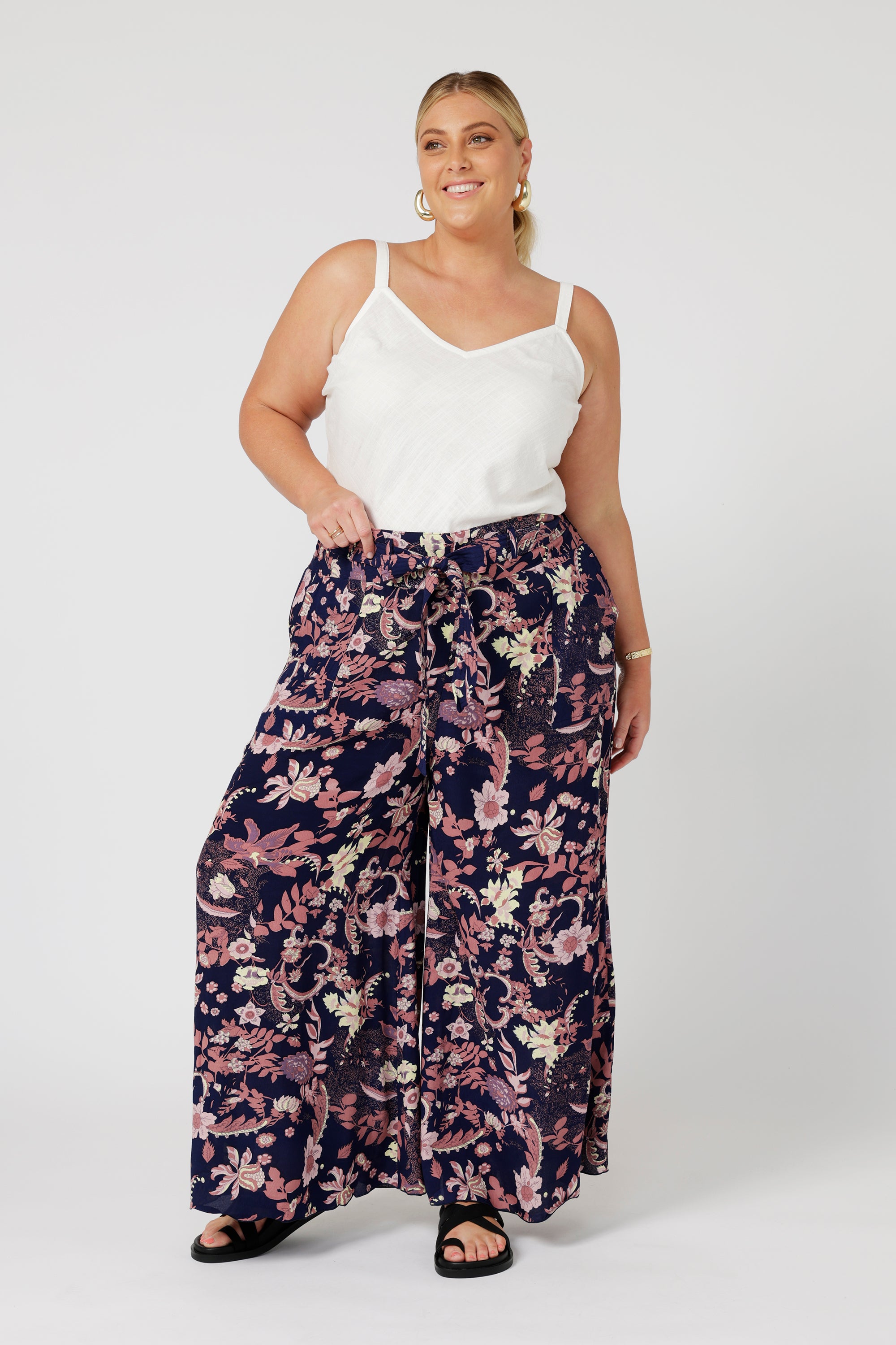 Wide Leg Lounge Pants | Midnight Garden Purple - Saffron Road