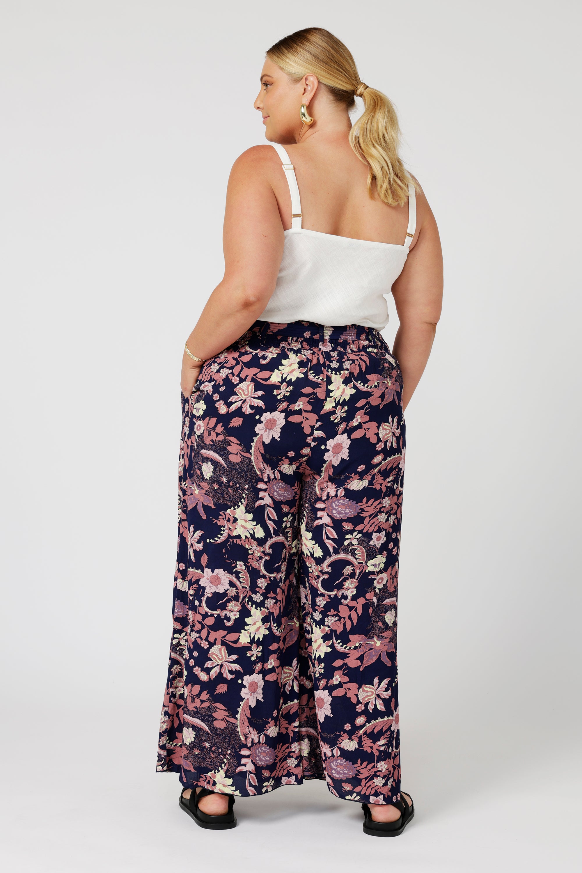 Wide Leg Lounge Pants | Midnight Garden Purple - Saffron Road