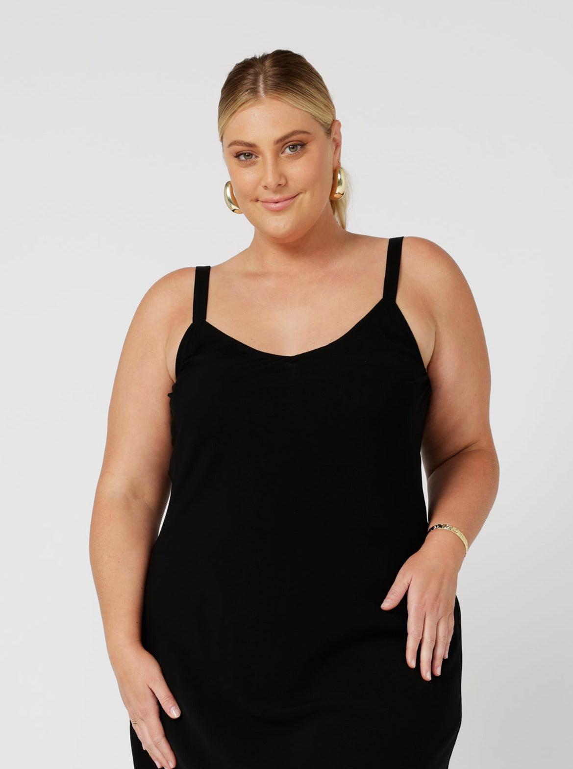 Saffron Road Maxi Slip Dress Mid Weight Rayon Black