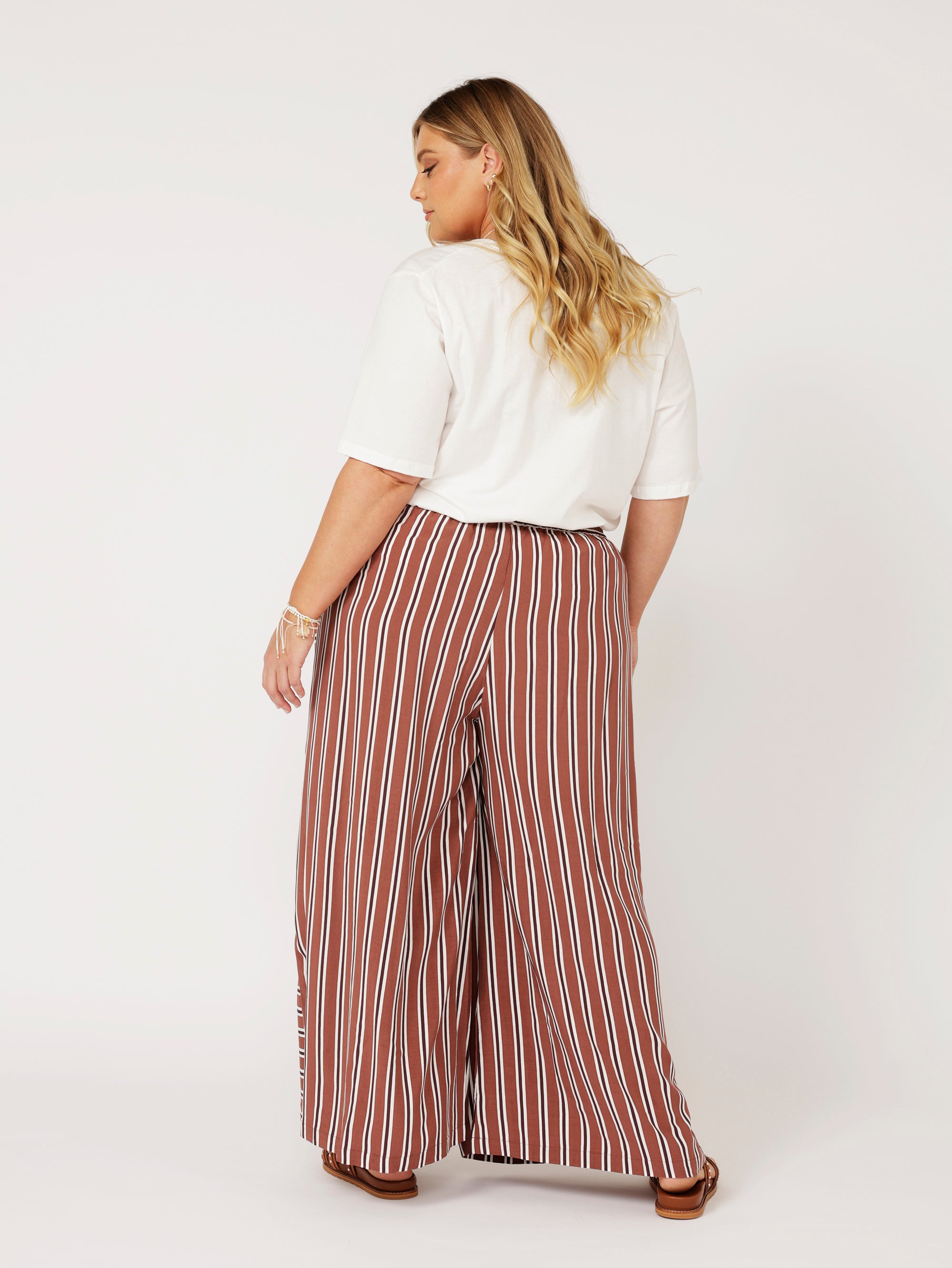Palazzo Pant | Cocoa Stripe - Saffron Road