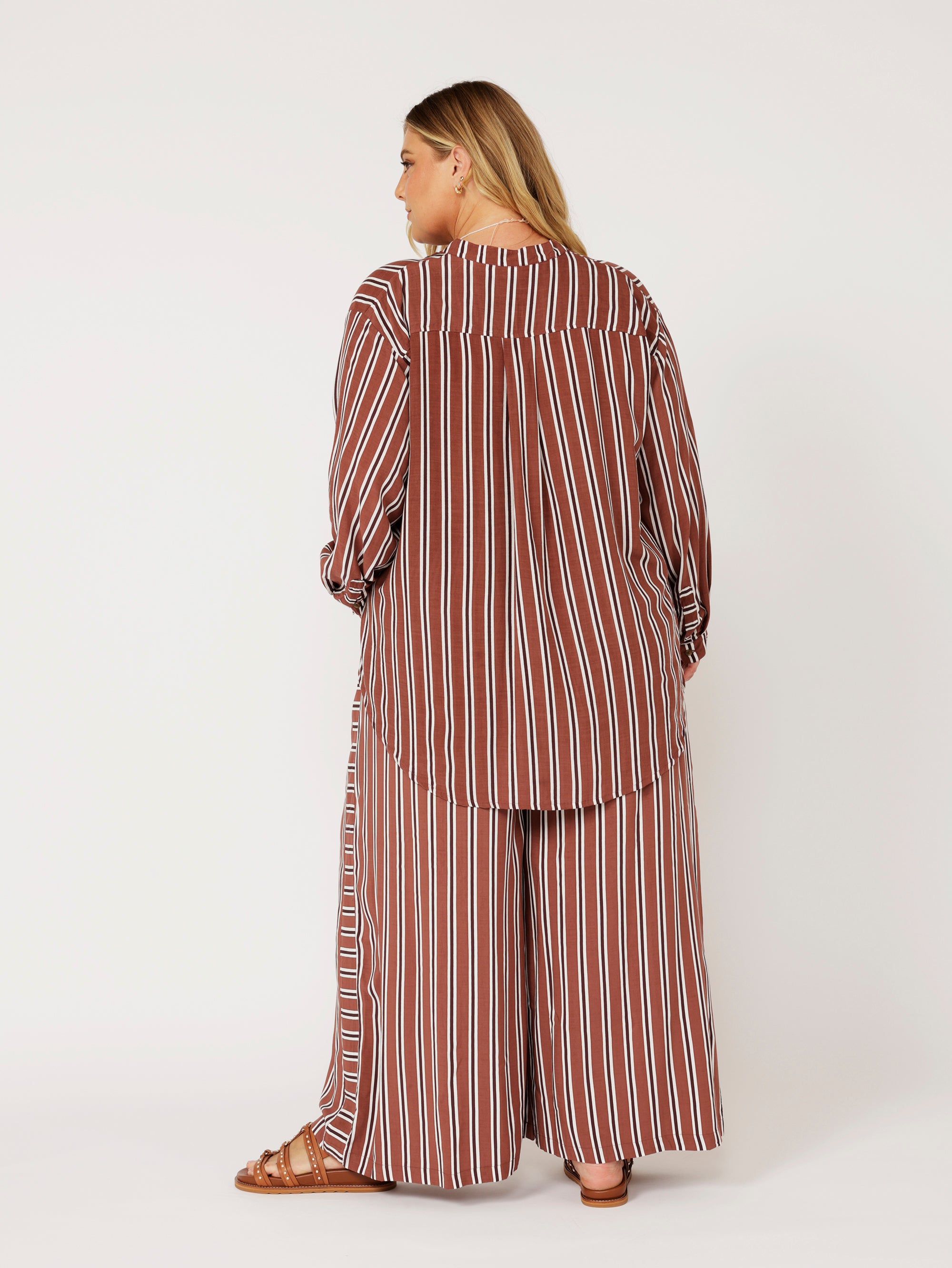 Palazzo Pant | Cocoa Stripe - Saffron Road