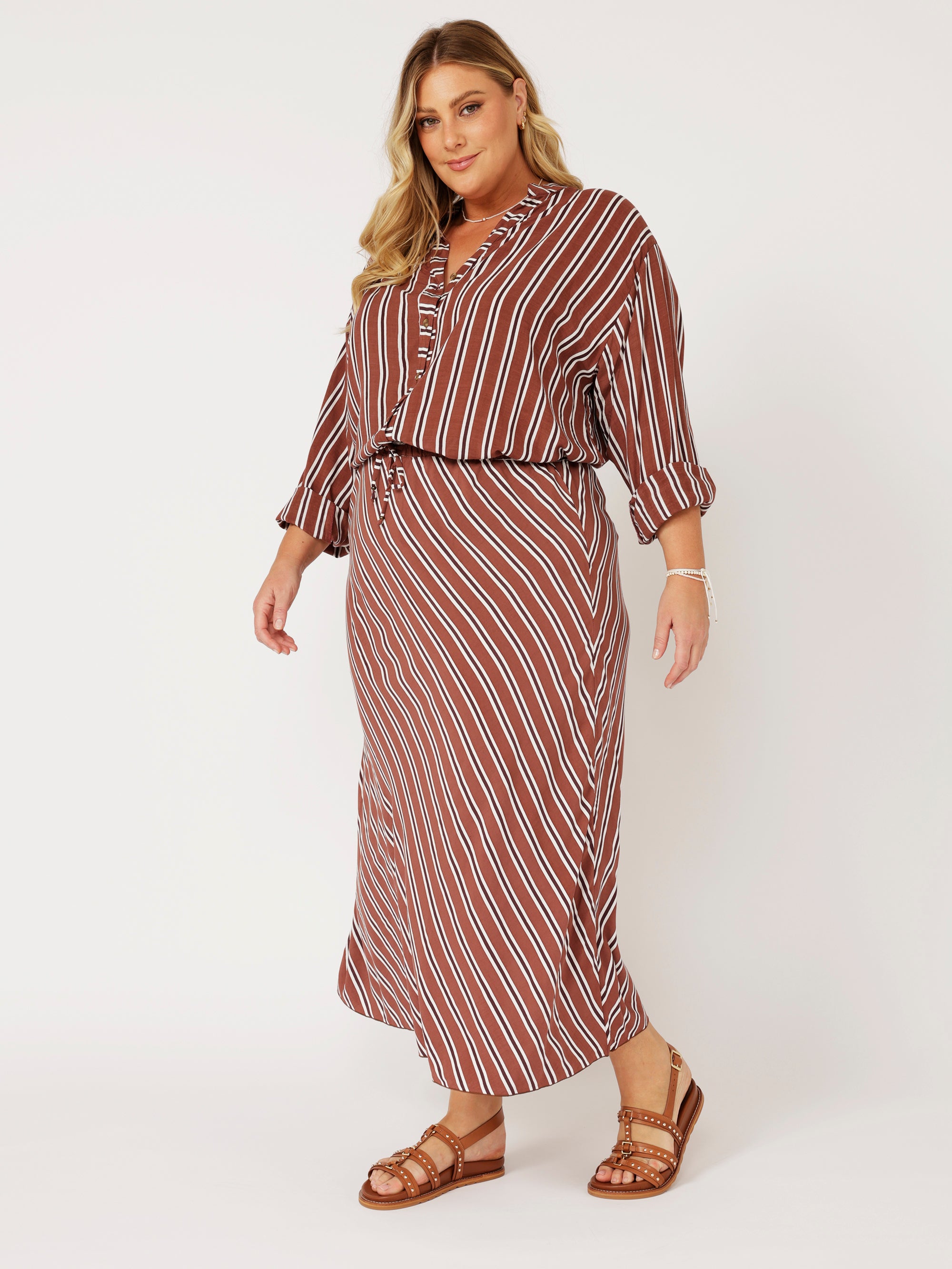 Violet Skirt | Cocoa Stripe - Saffron Road