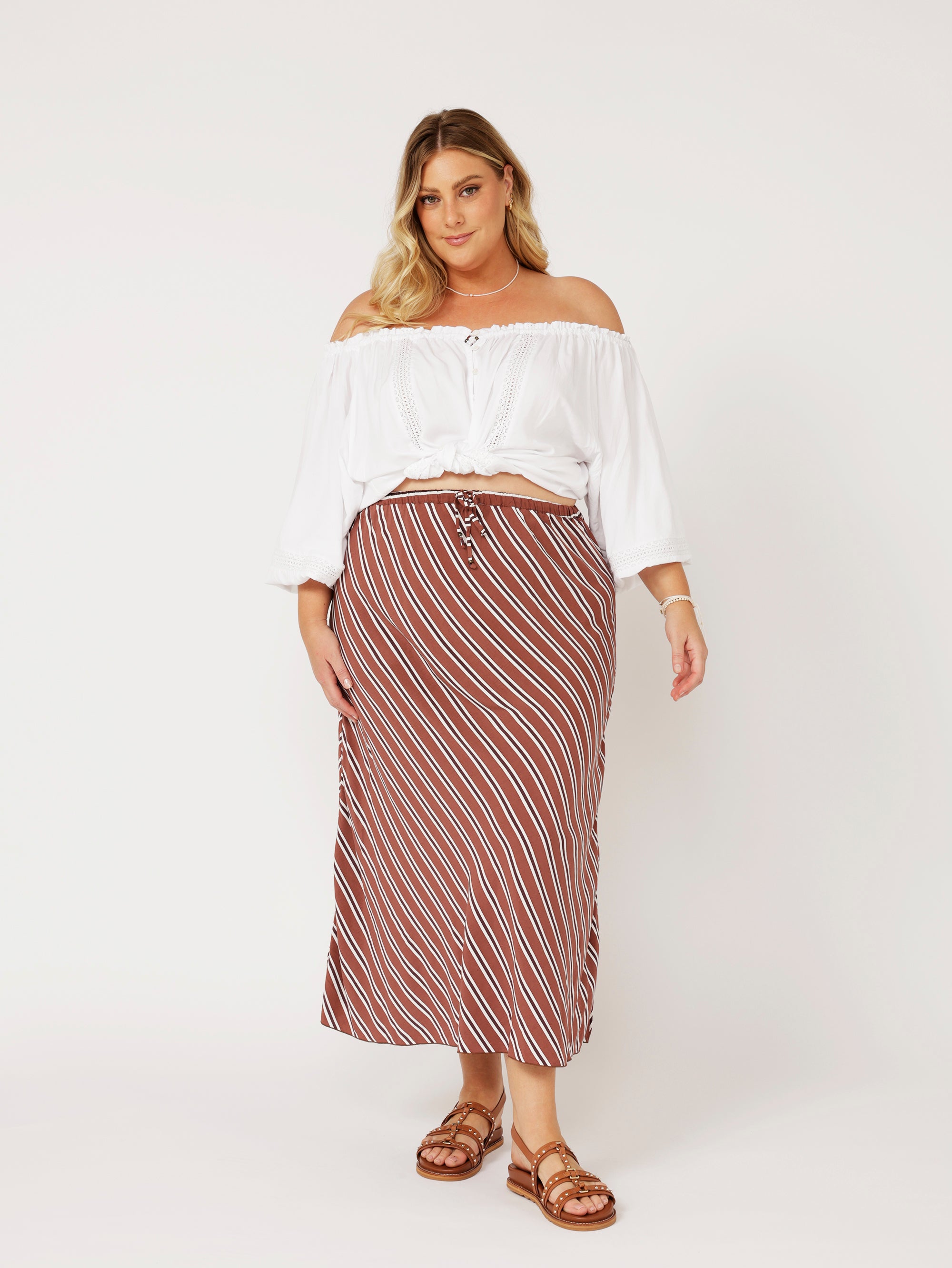 Violet Skirt | Cocoa Stripe - Saffron Road